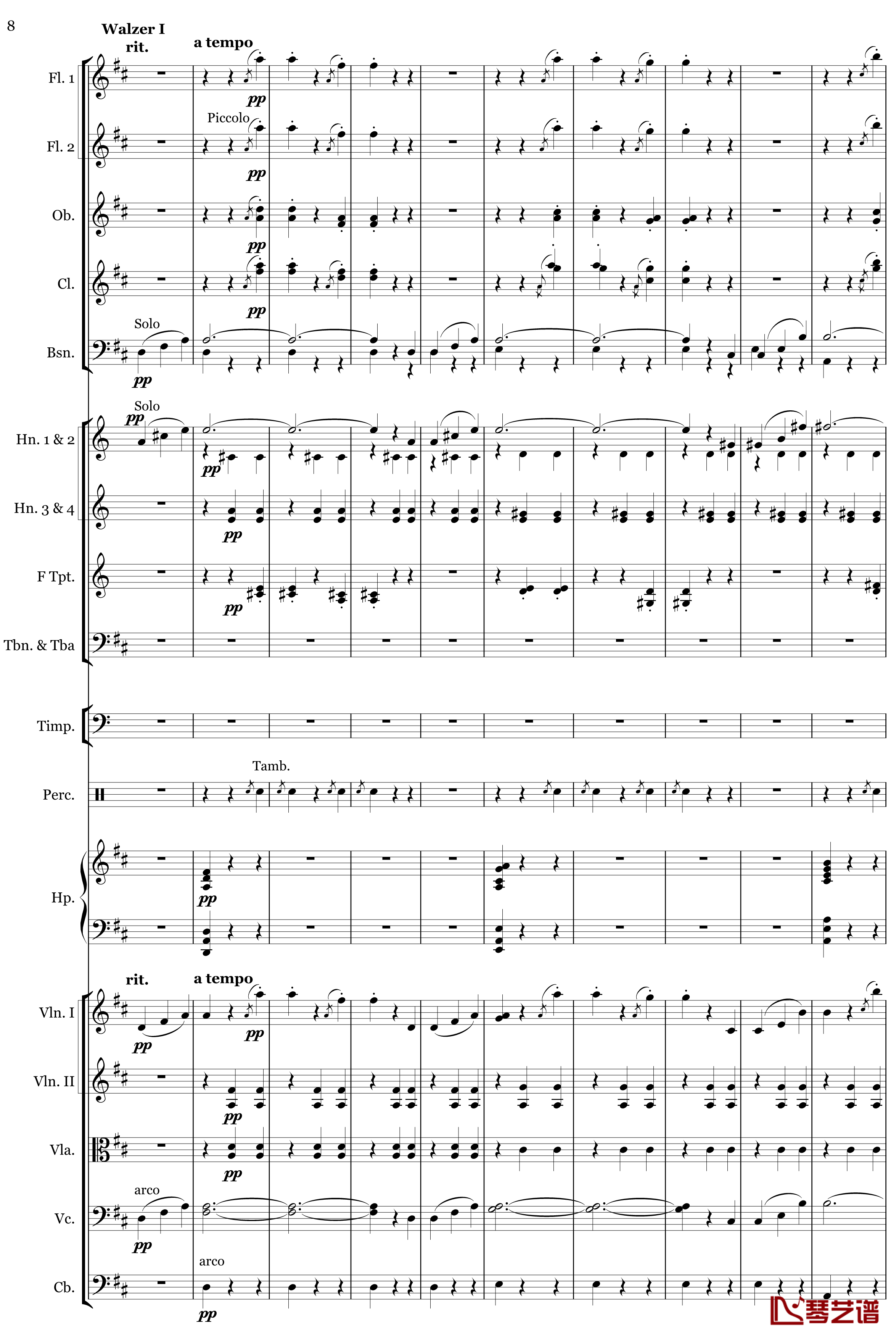 蓝色多瑙河圆舞曲钢琴谱-约翰·施特劳斯8