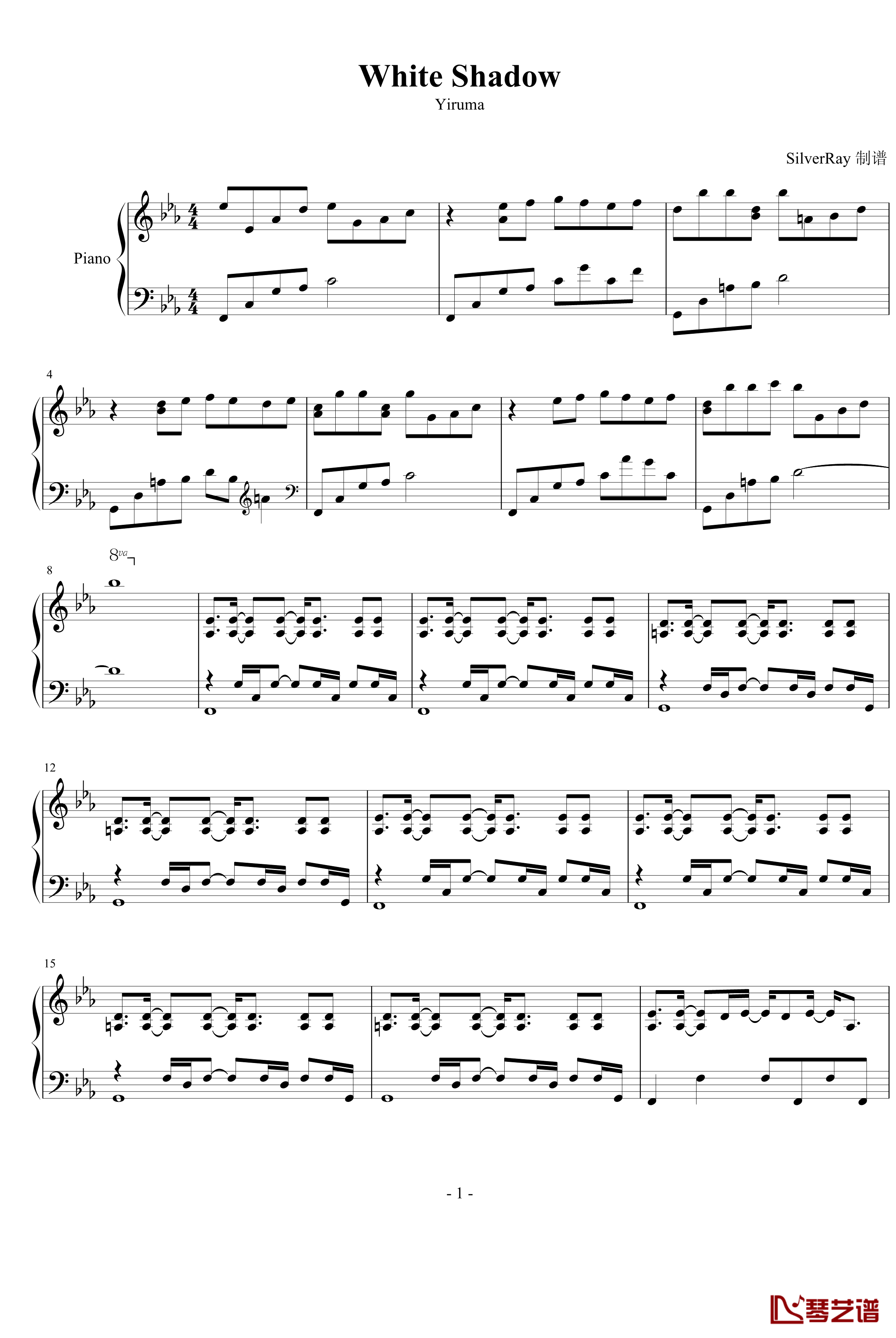 White Shadow钢琴谱-Yiruma1