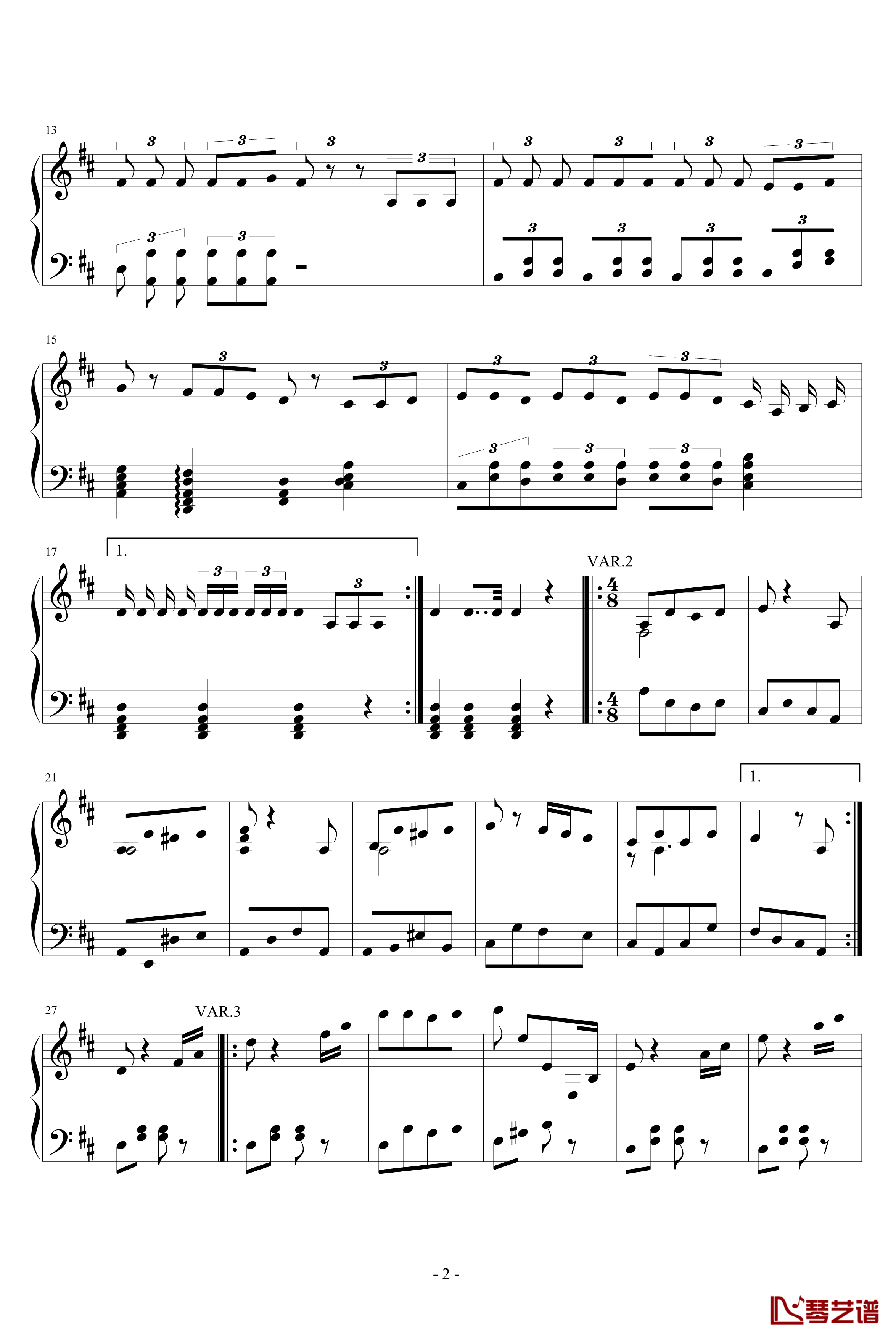 如果你高兴就拍拍手吧创作的7首变奏曲钢琴谱-jsxuyichen2