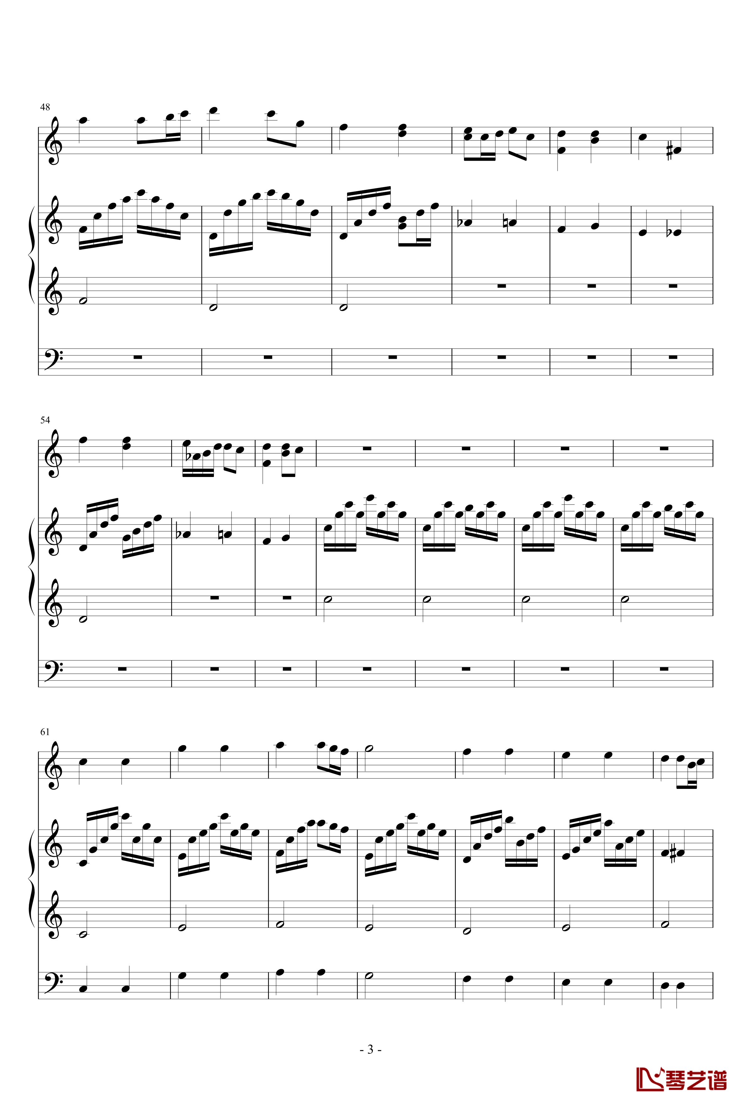 小星星钢琴谱-小提琴三声部版-莫扎特3