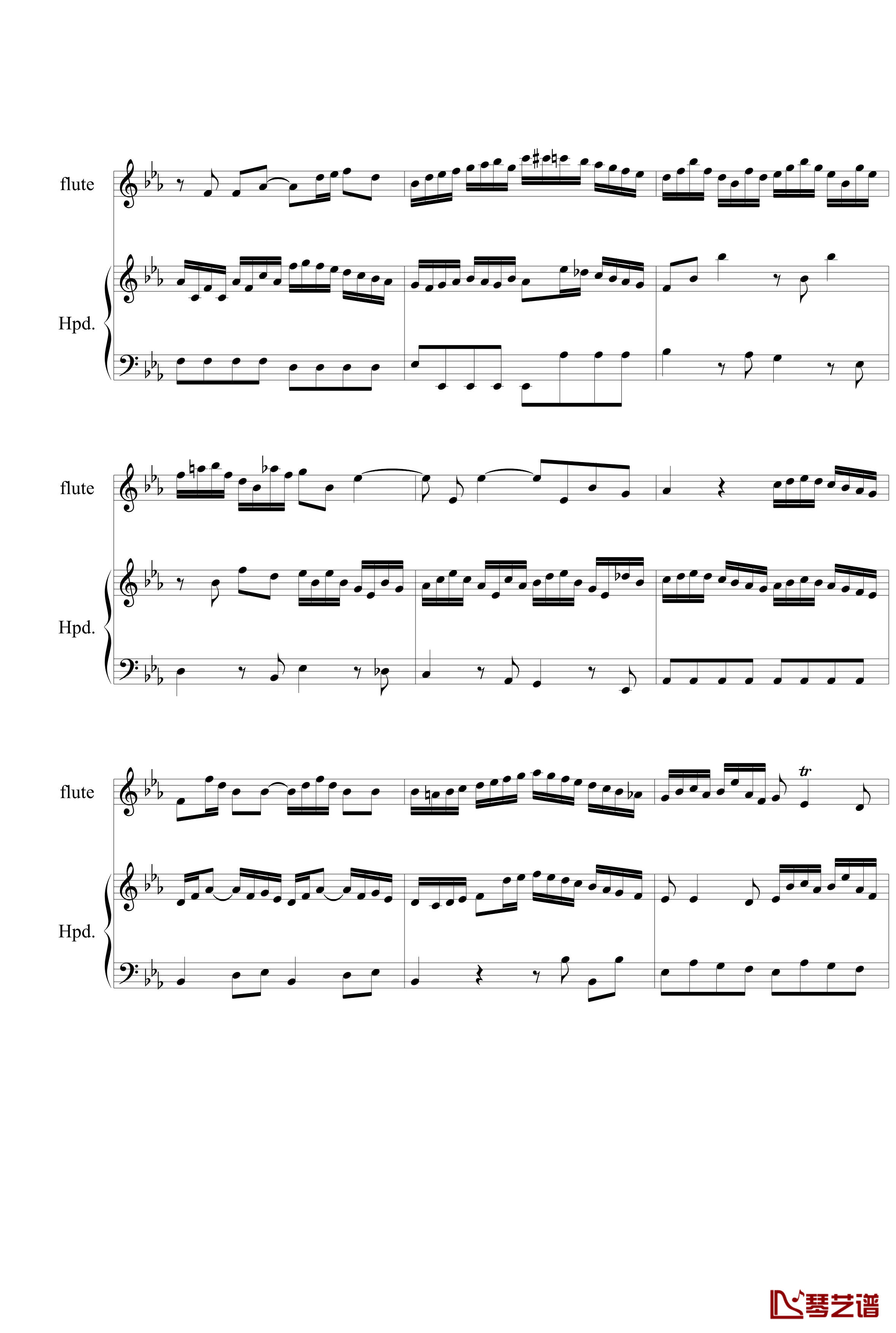 羽管键琴协奏曲BWV1031第一乐章钢琴谱-巴赫-P.E.Bach7