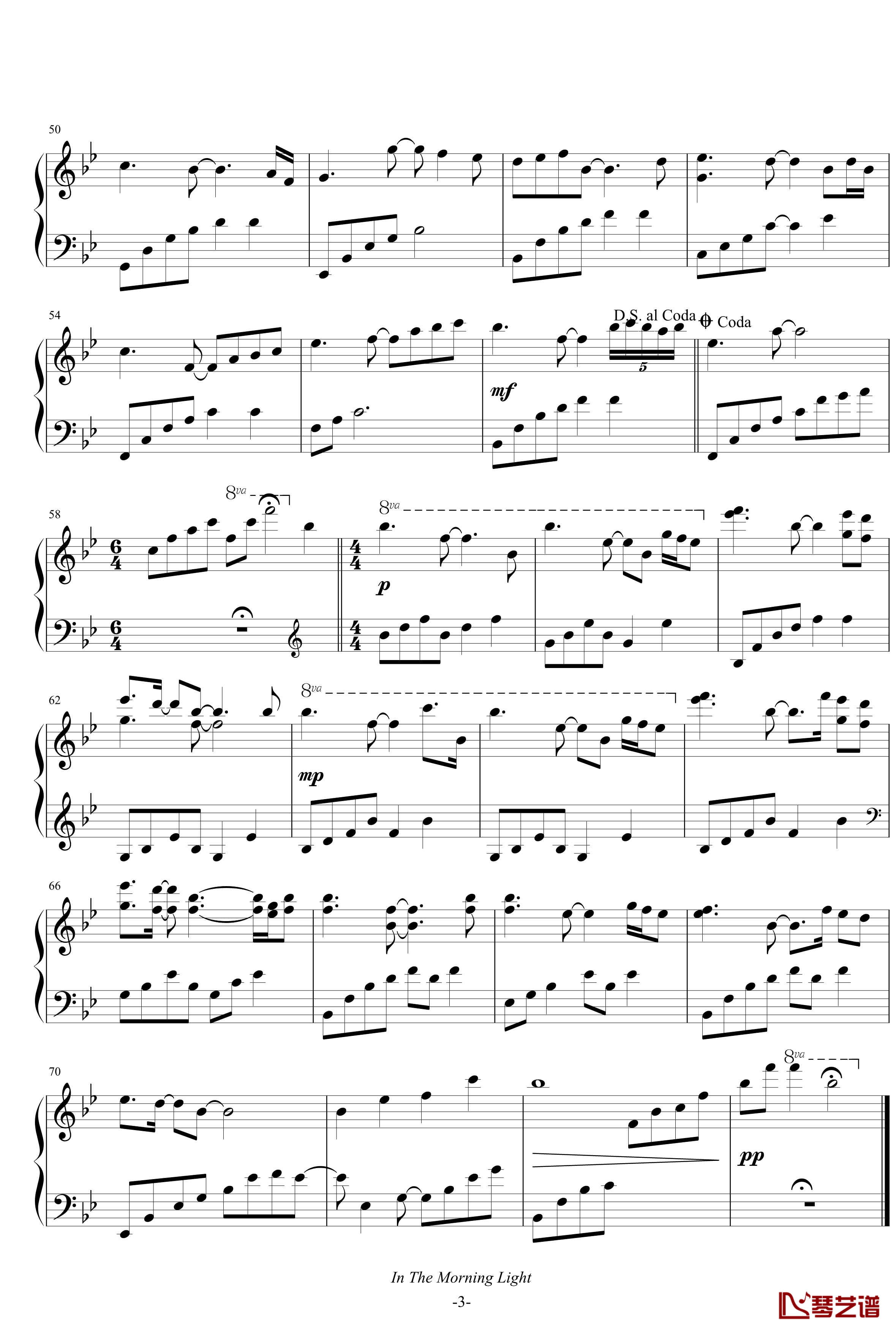 In the morning light钢琴谱-B-flat major-雅尼3