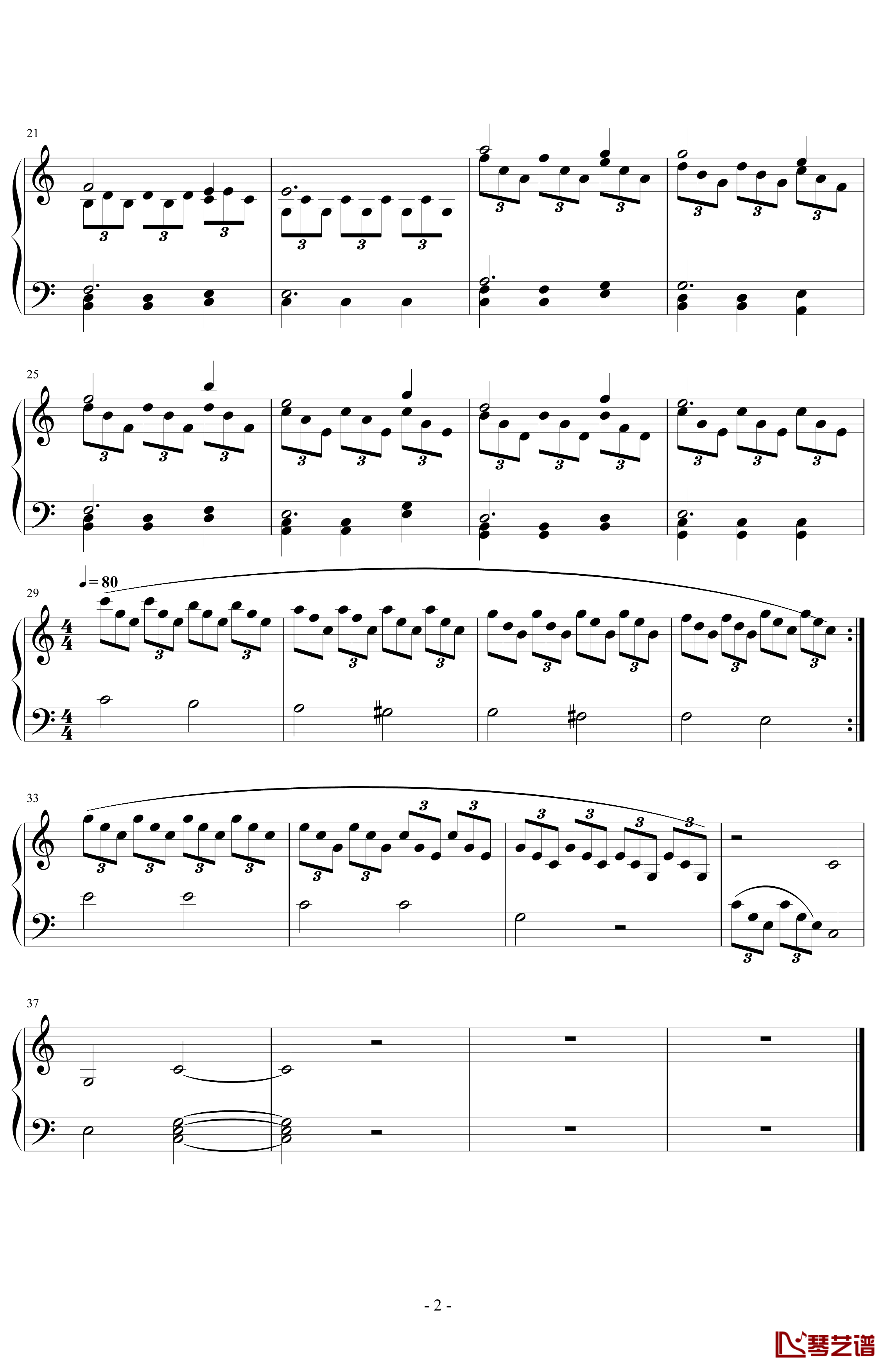 C大调奏鸣曲 第二乐章·爱情·钢琴谱-弗兰克2