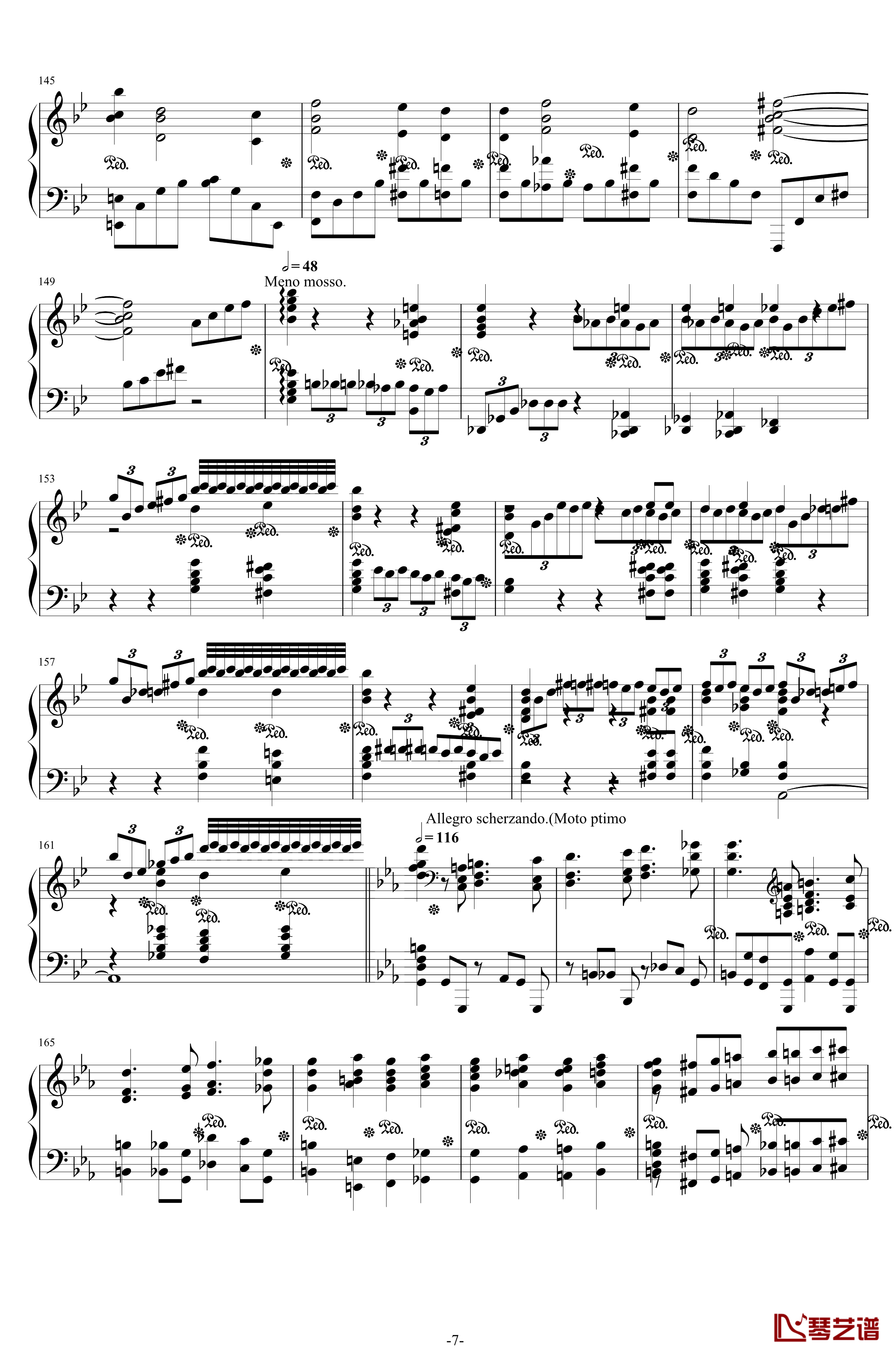 第二钢琴协奏曲钢琴谱--第三乐章独奏版-拉赫马尼若夫-c小调7