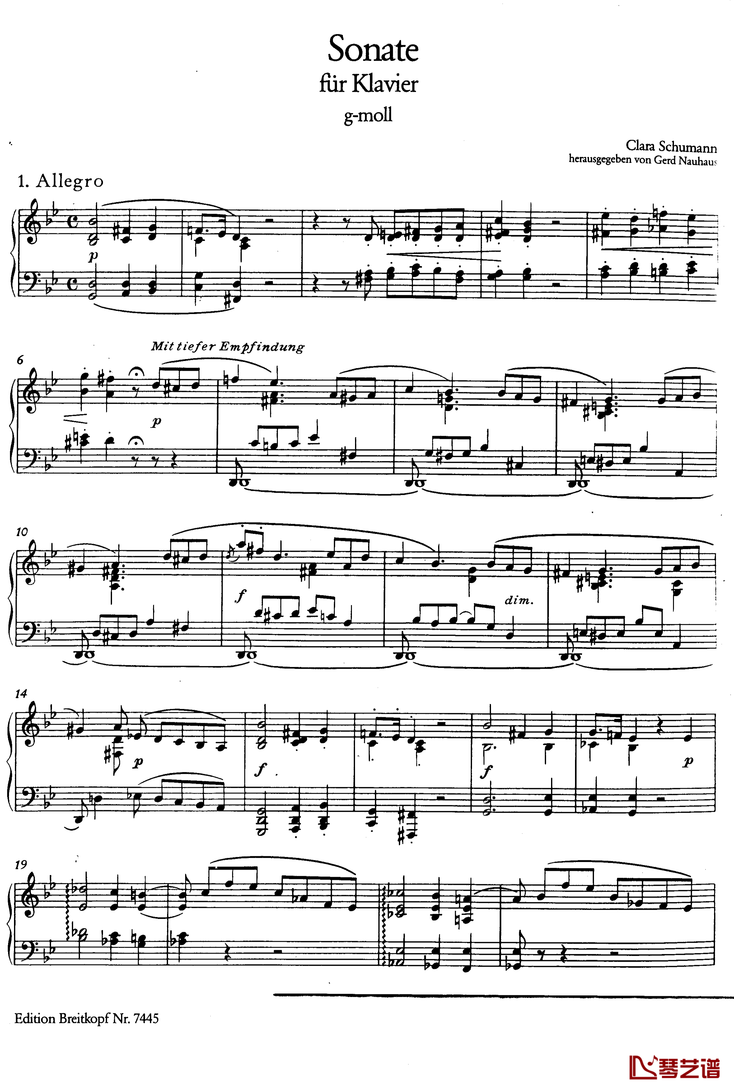 g小调钢琴奏鸣曲钢琴谱-舒曼-克拉拉1