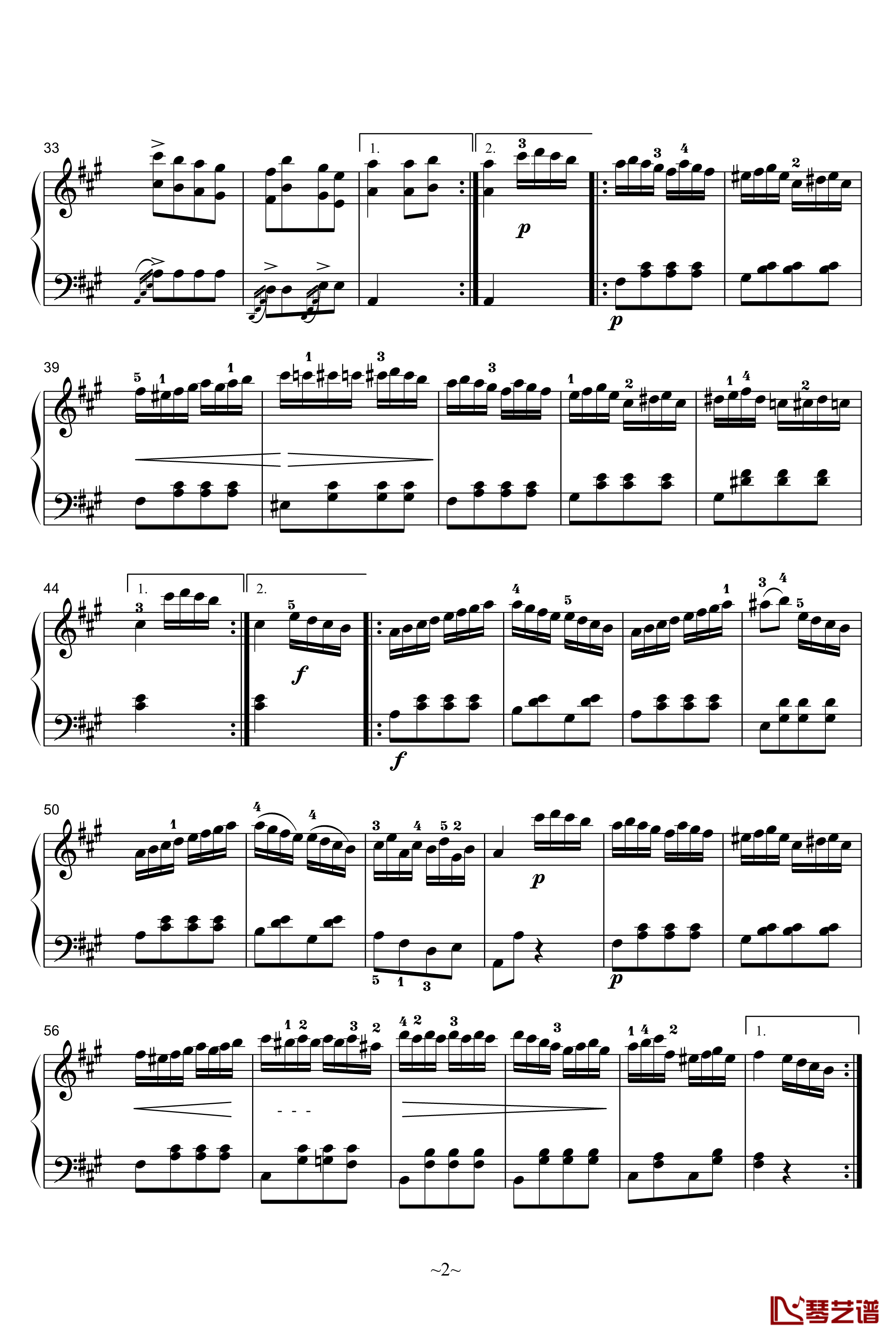 A大调奏鸣曲第三乐章钢琴谱-莫扎特2
