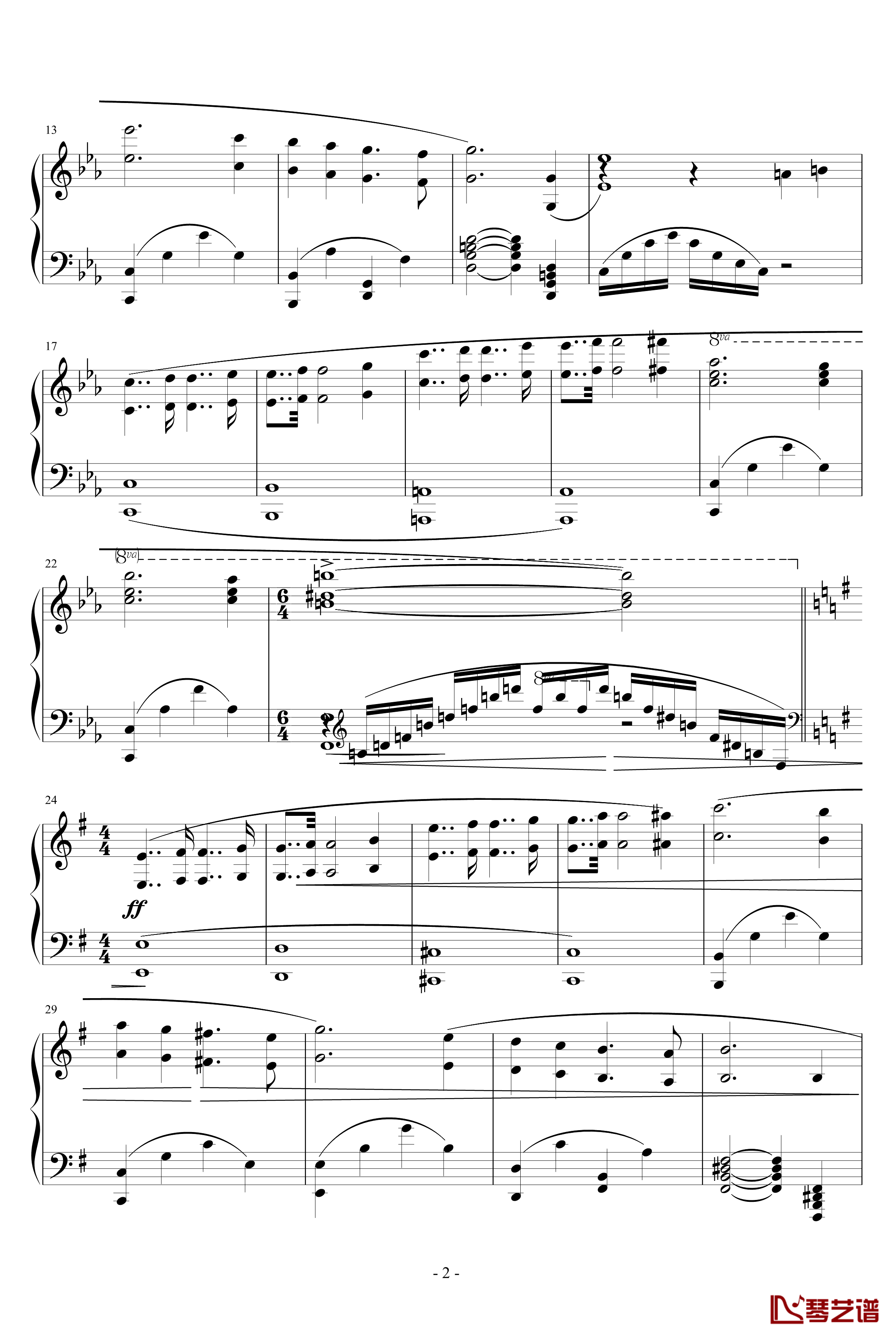 华沙协奏曲钢琴谱-世界名曲2