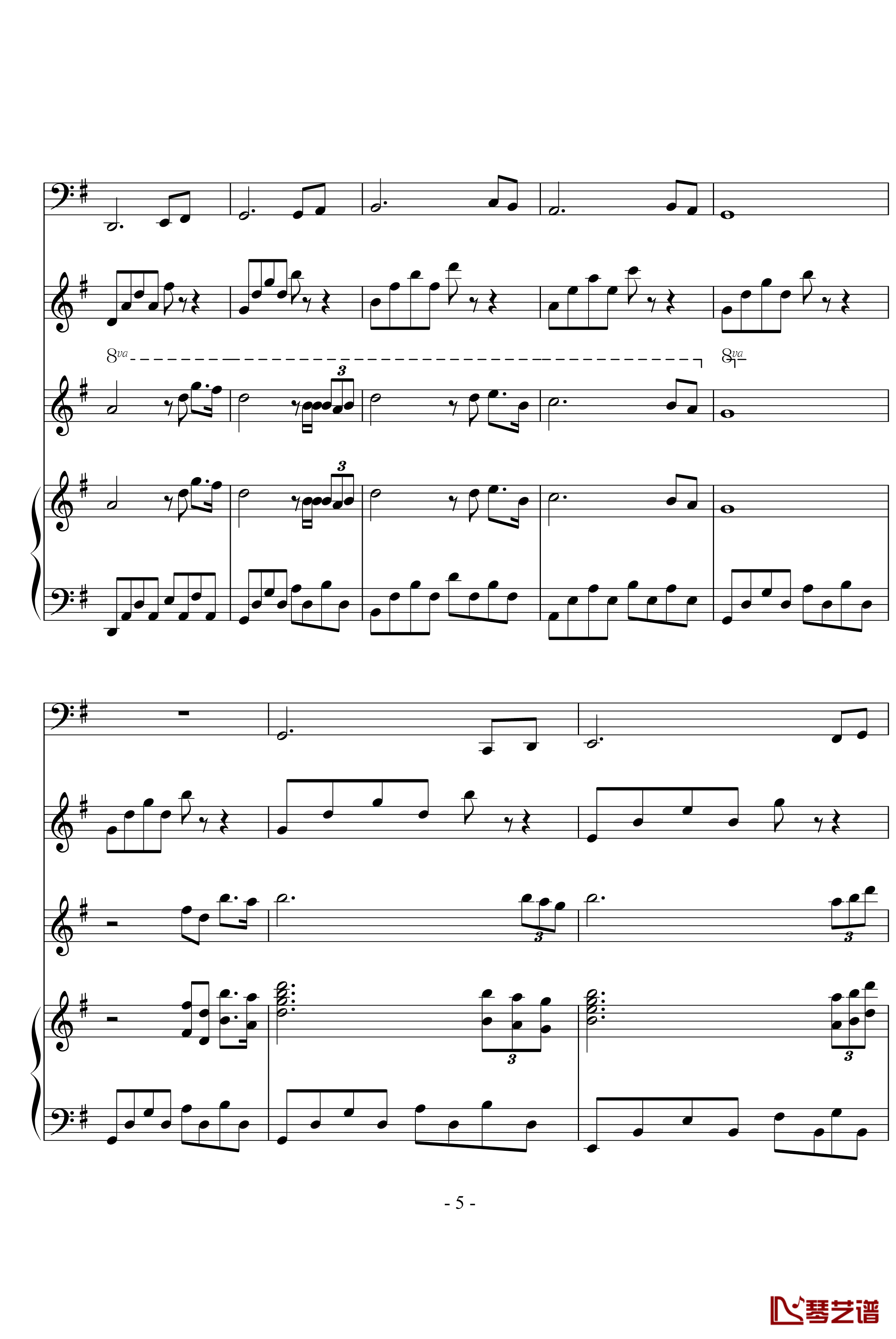 温馨永远钢琴谱-黄紫橙5