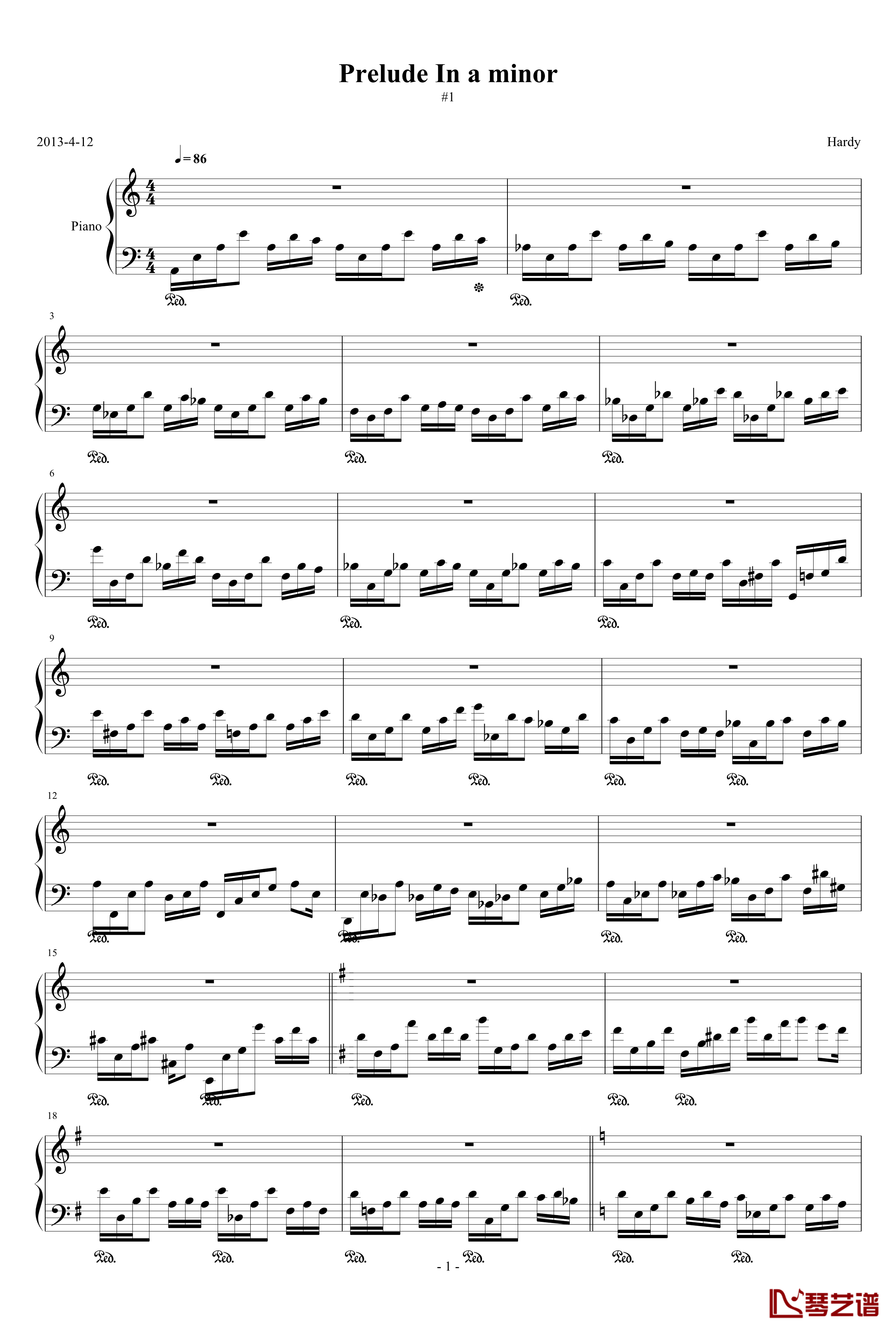 a小调前奏曲钢琴谱-hardy4191