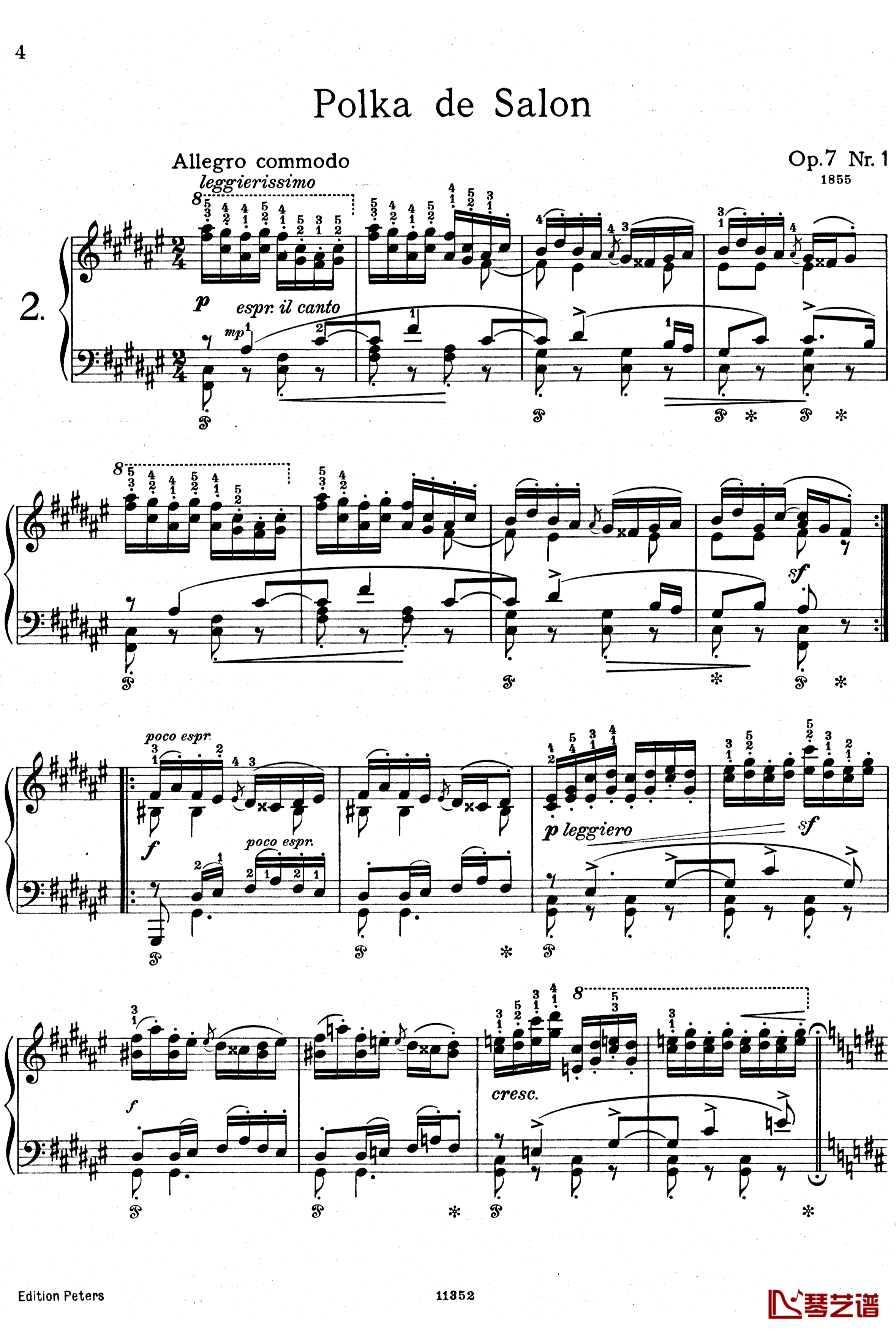 升F大调沙龙波尔卡  Op.7  No.1 钢琴谱-斯美塔那1