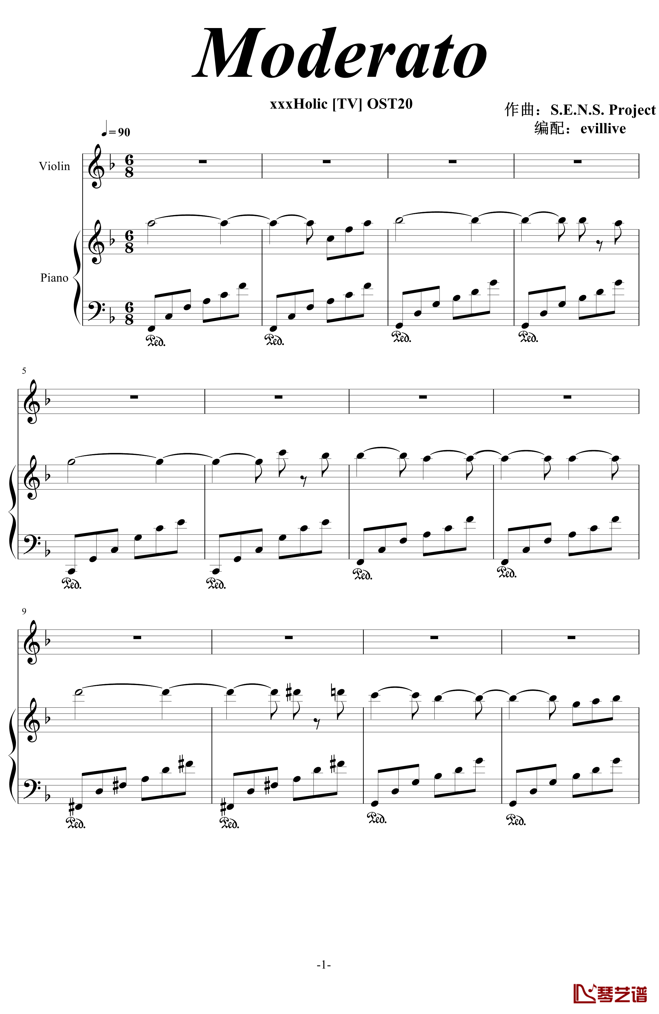 Moderato钢琴谱-动漫影视1