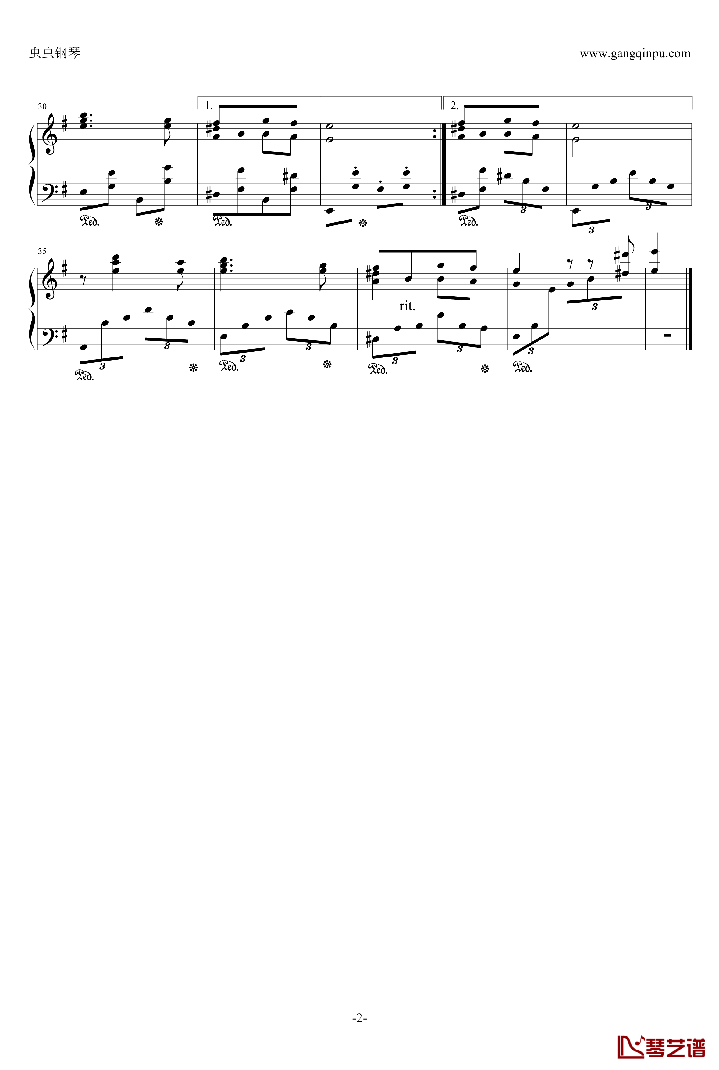 喀秋莎钢琴谱-世界名曲2