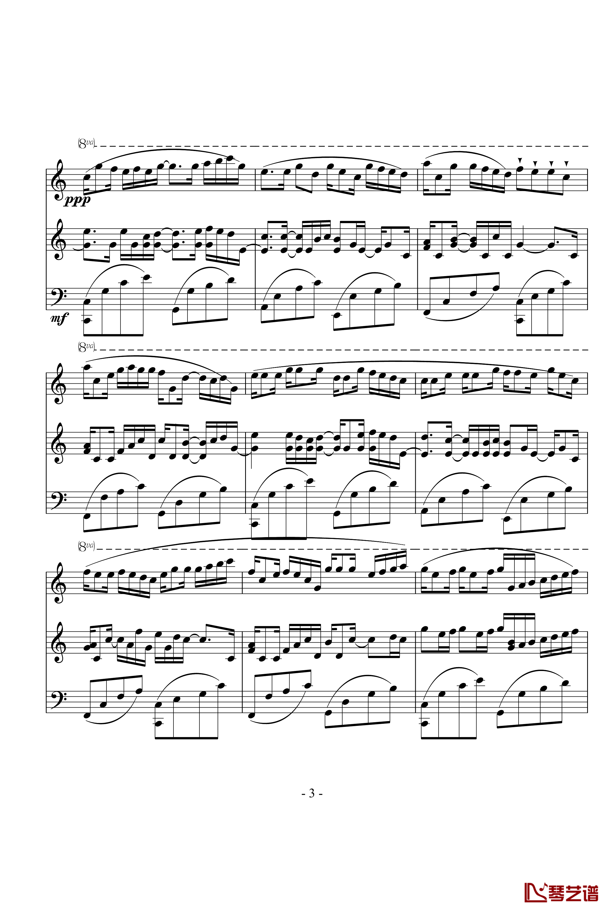 卡农钢琴谱-三手-帕赫贝尔-Pachelbel3