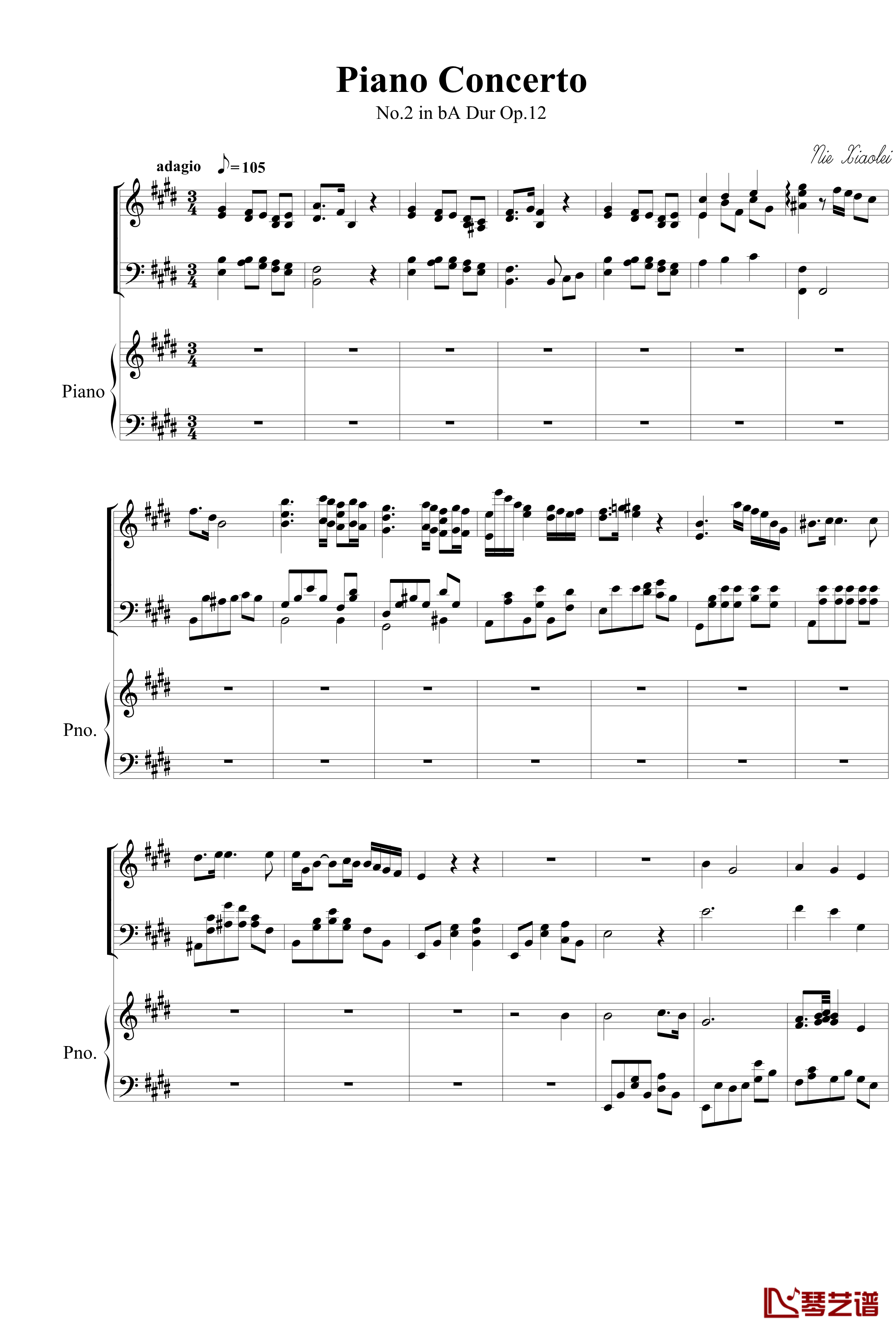 Piano Concerto No.2 钢琴谱-mov.2-nzh19341