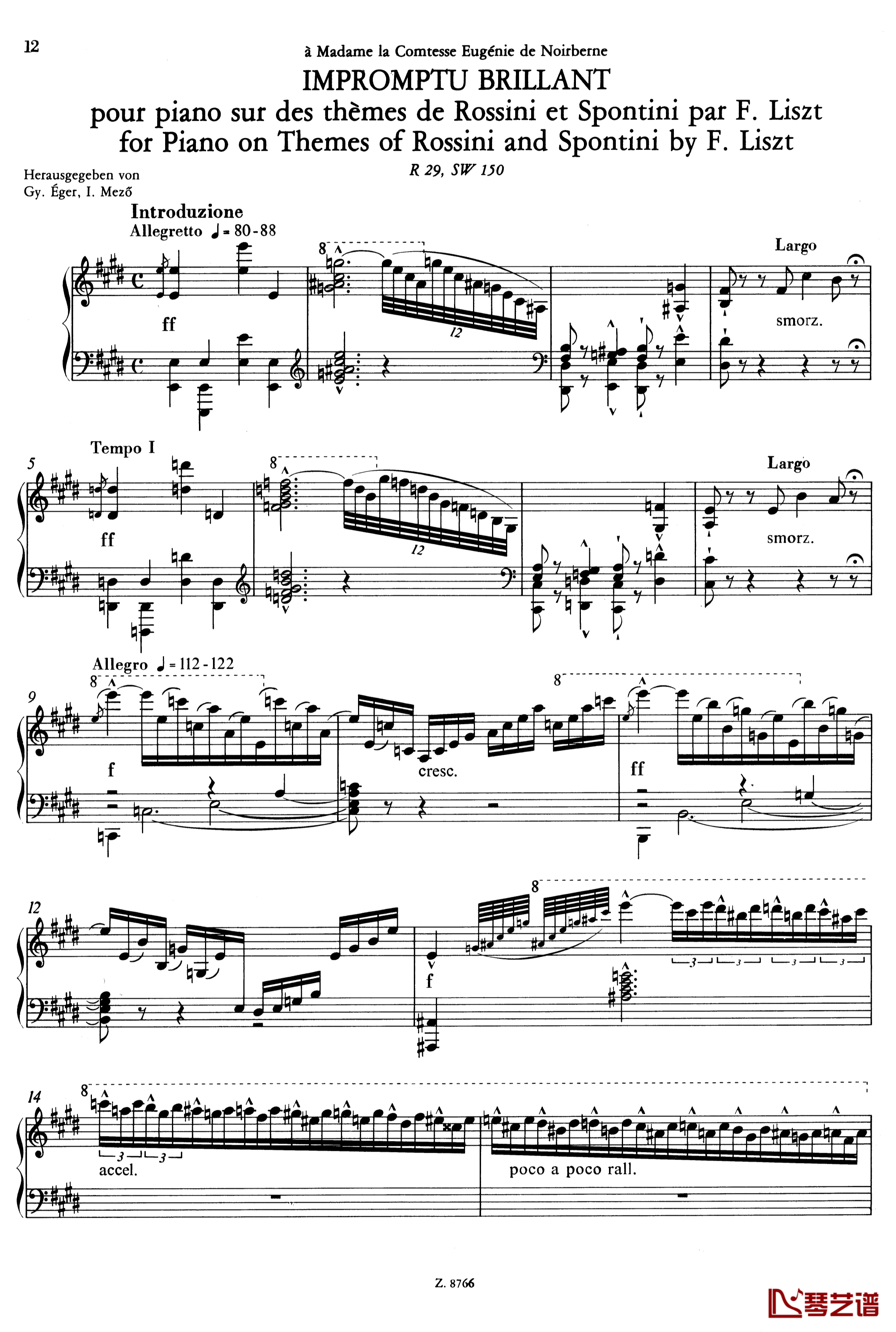 罗西尼主题华丽即兴曲钢琴谱-S.150-李斯特1