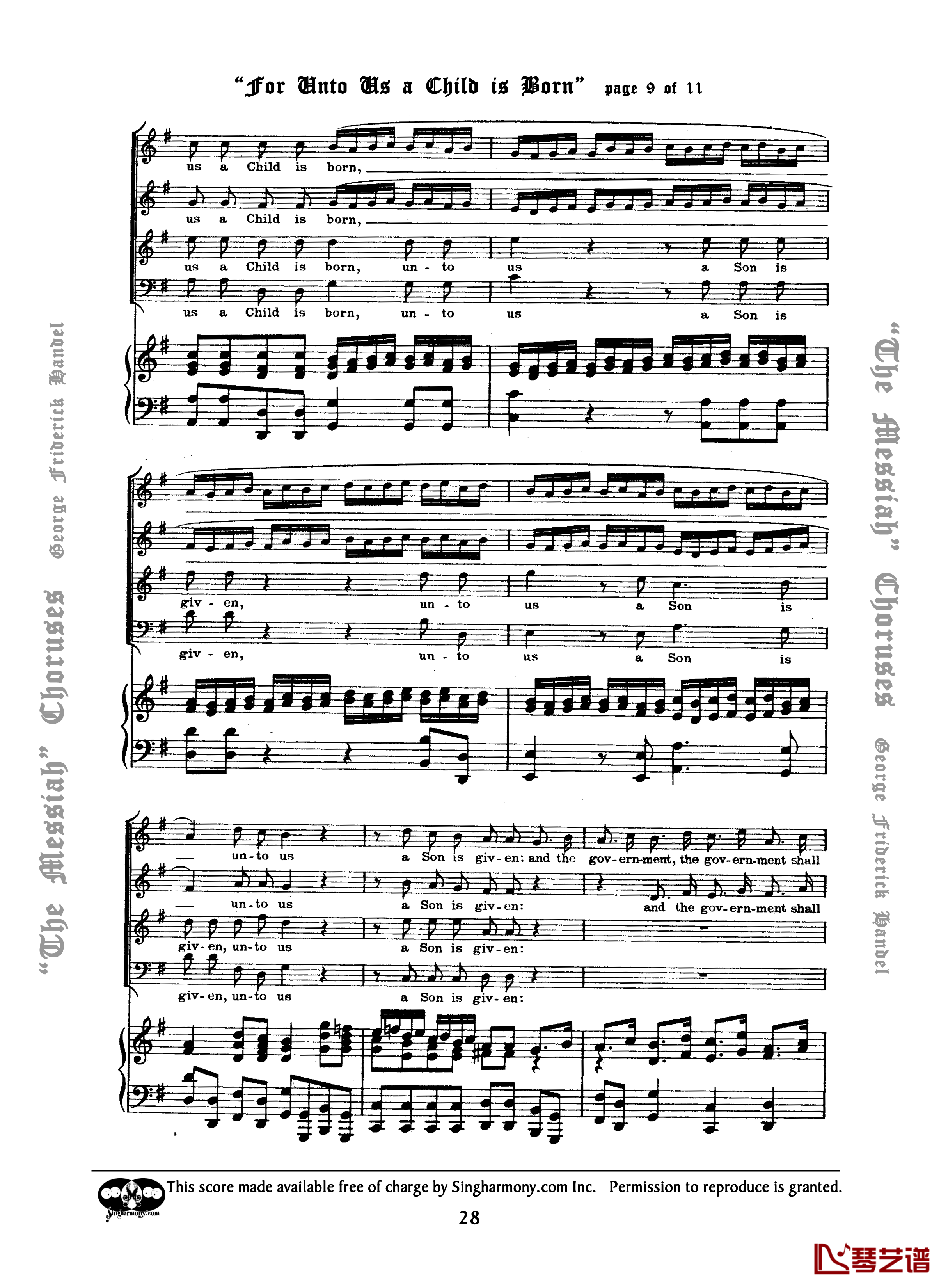 For unto us a Child is born钢琴谱-Handel9