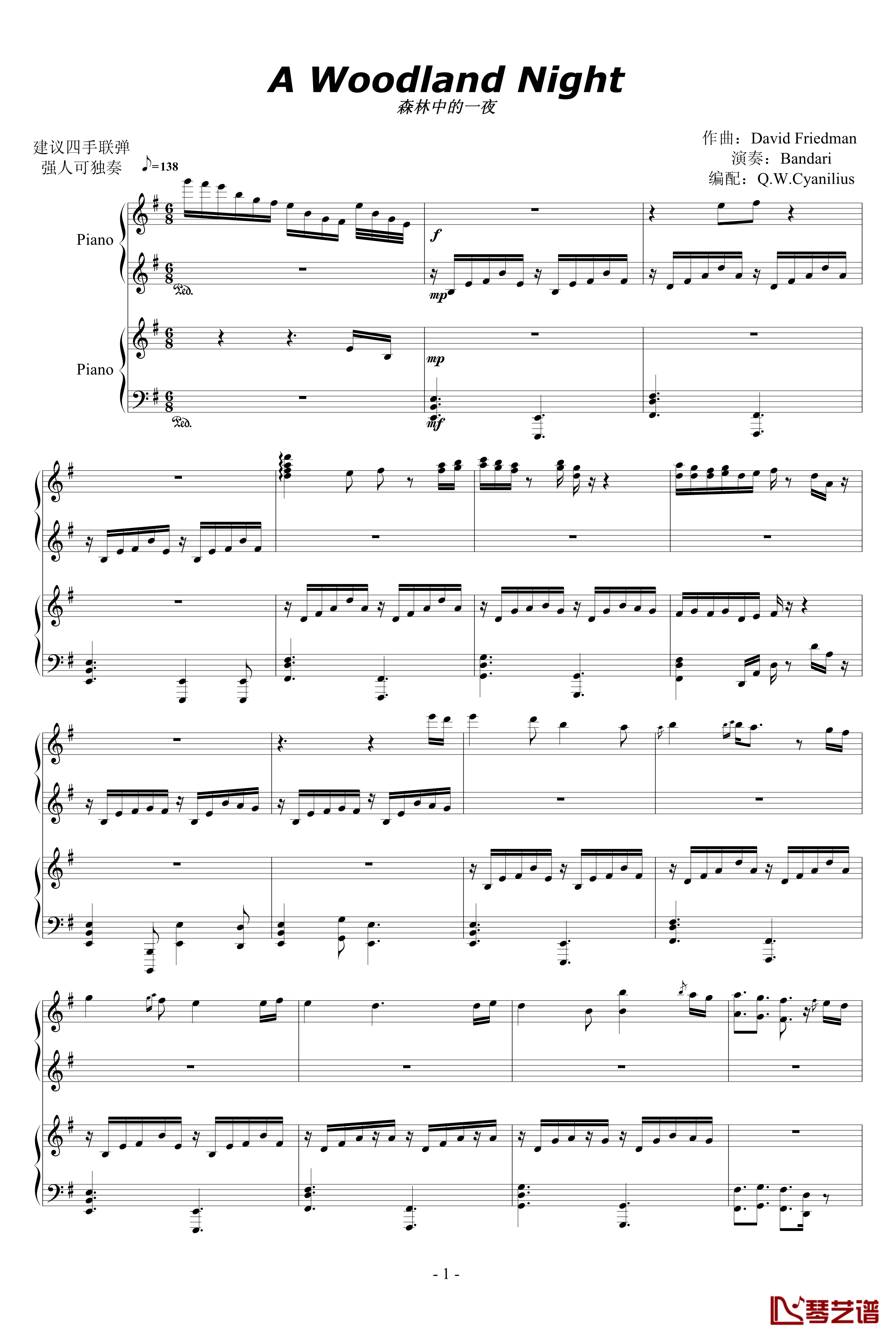 A Wooland Night钢琴谱-Bandari1