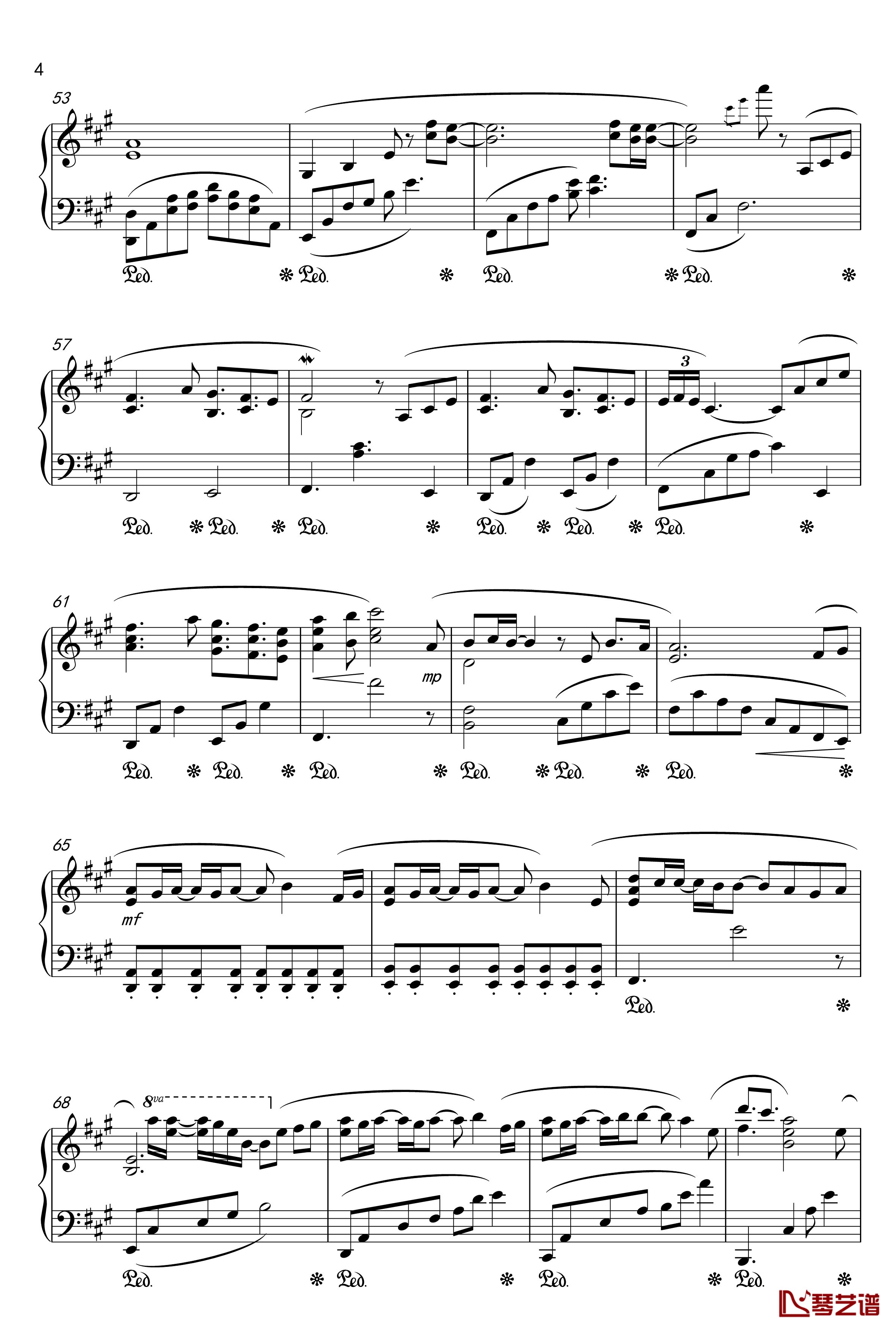 月夜に舞う恋の花-Piano Instrumental-钢琴谱-千の刃涛4