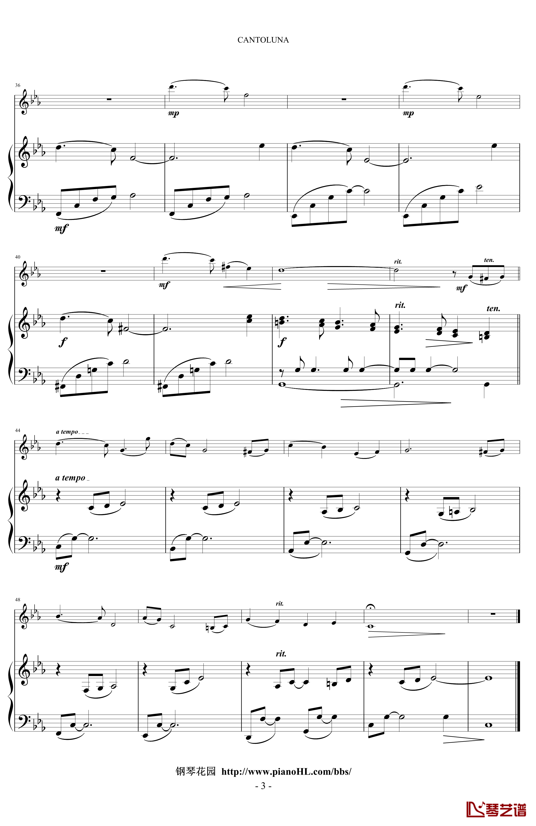 Cantoluna钢琴谱-神秘园乐队3