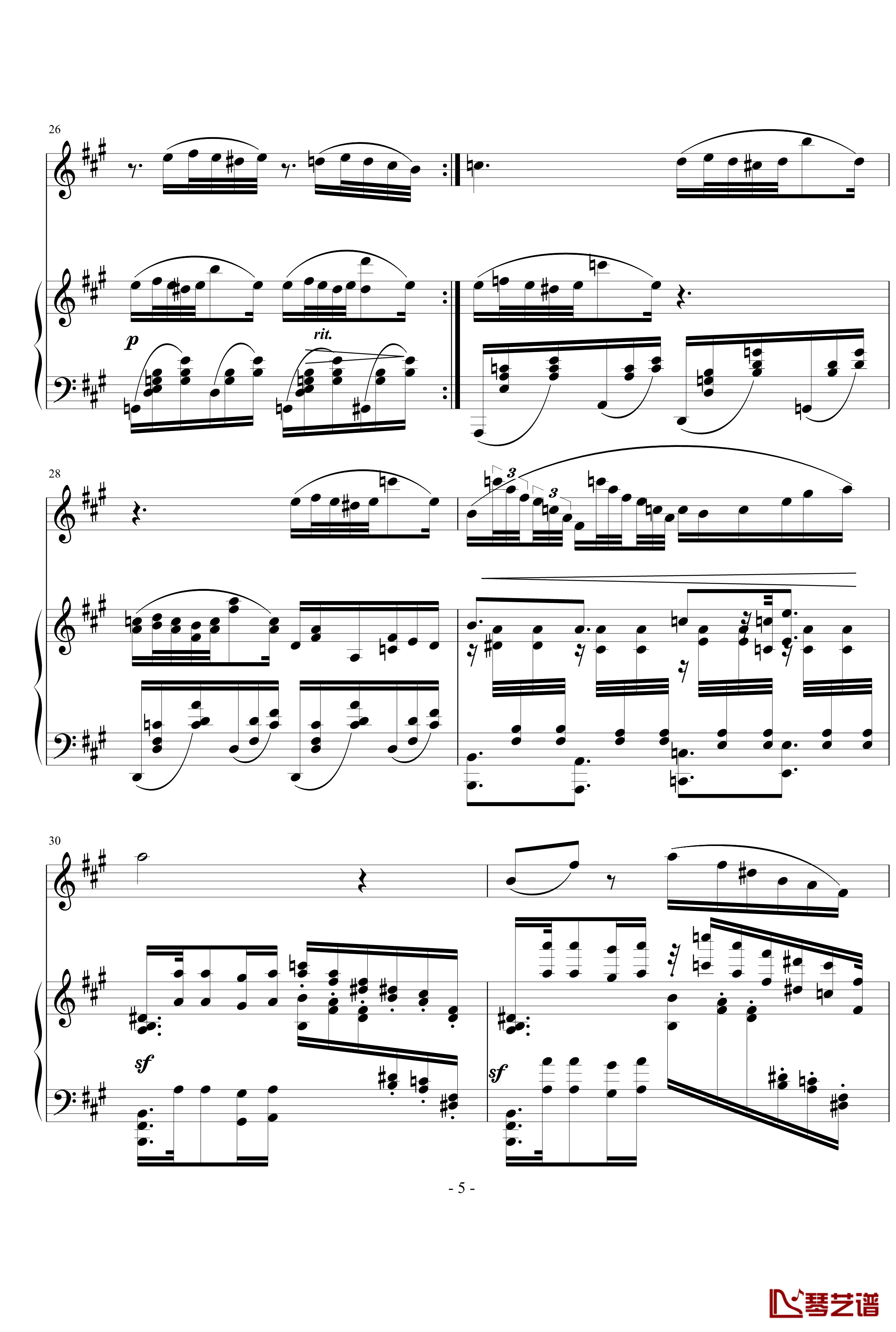 钢琴单簧管小奏鸣曲钢琴谱-nyride5