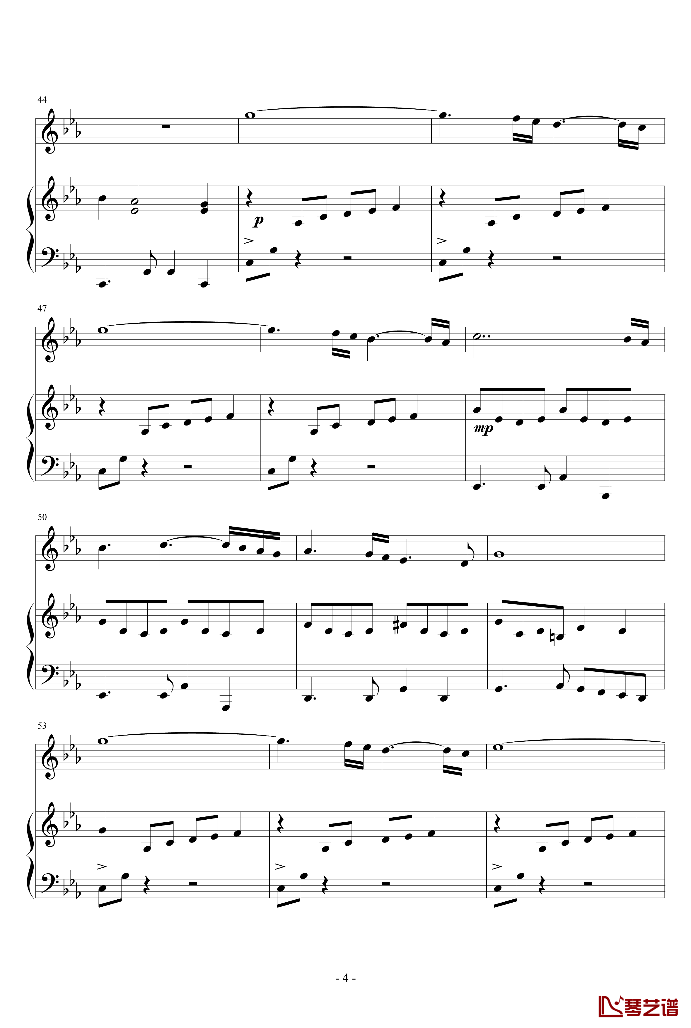 Oblivion钢琴谱-钢琴+小提琴-皮亚佐拉4