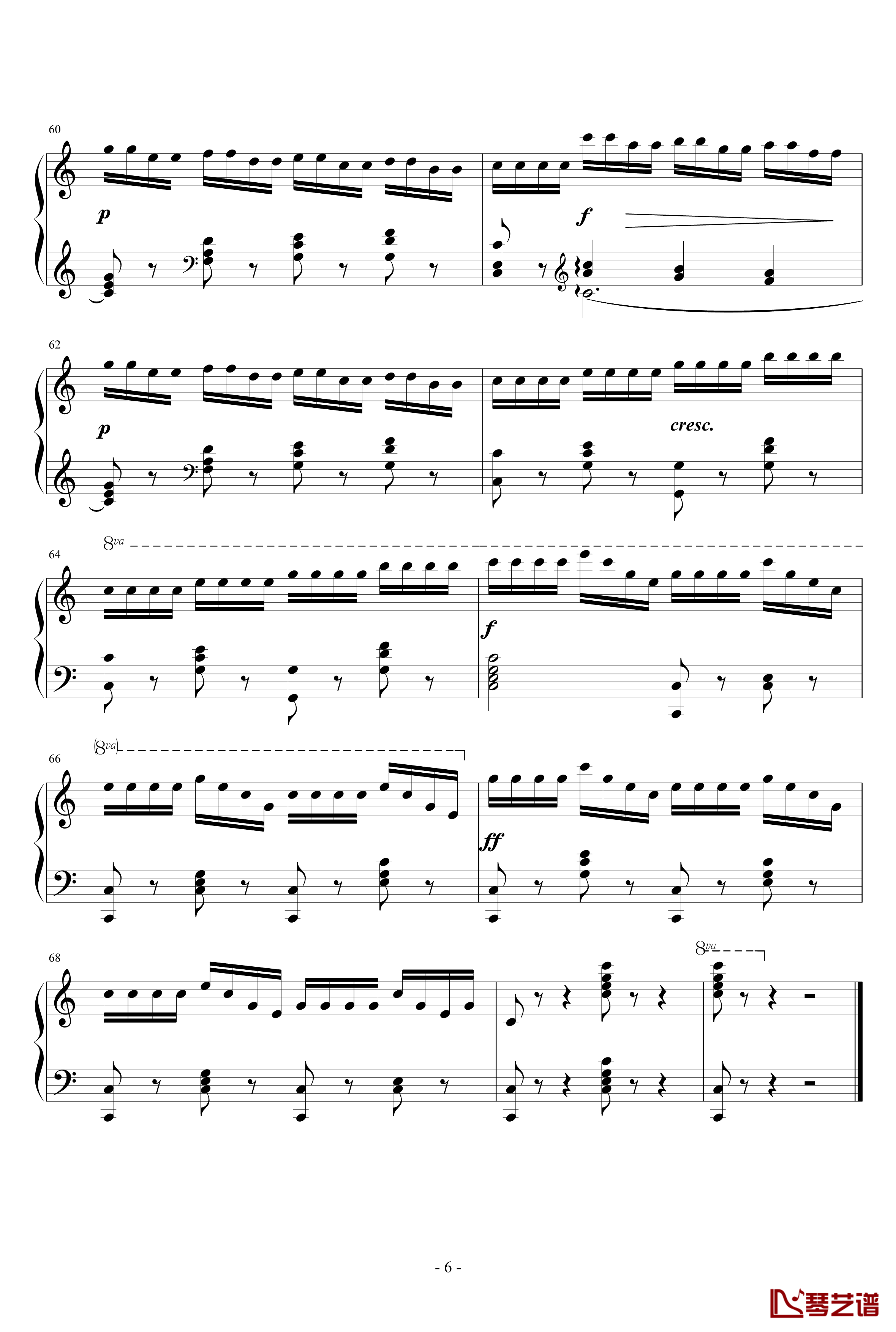 C大调练习曲钢琴谱-车尔尼Op740 No7-车尔尼-Czerny6
