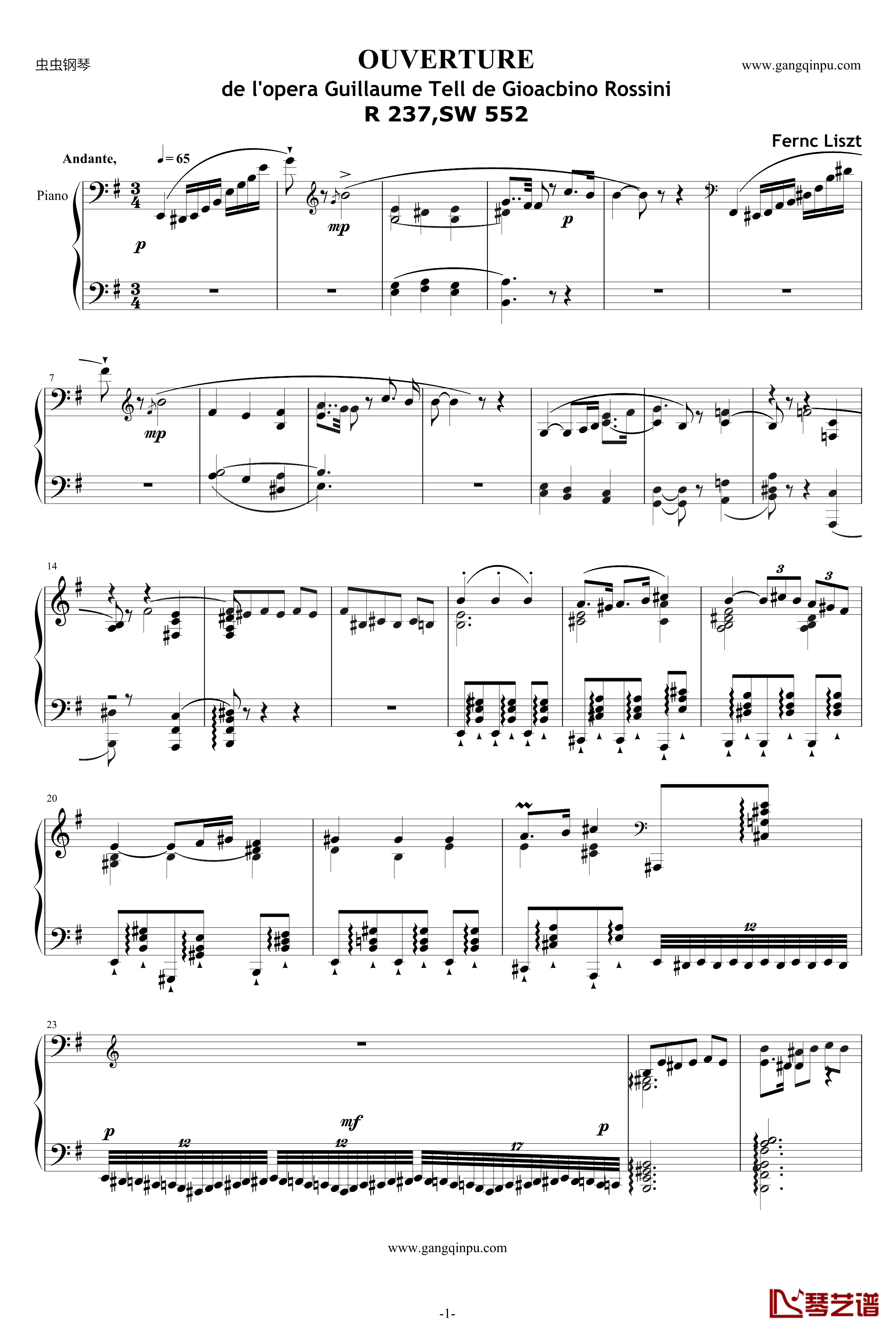 威廉·退尔序曲钢琴谱-李斯特S.5521