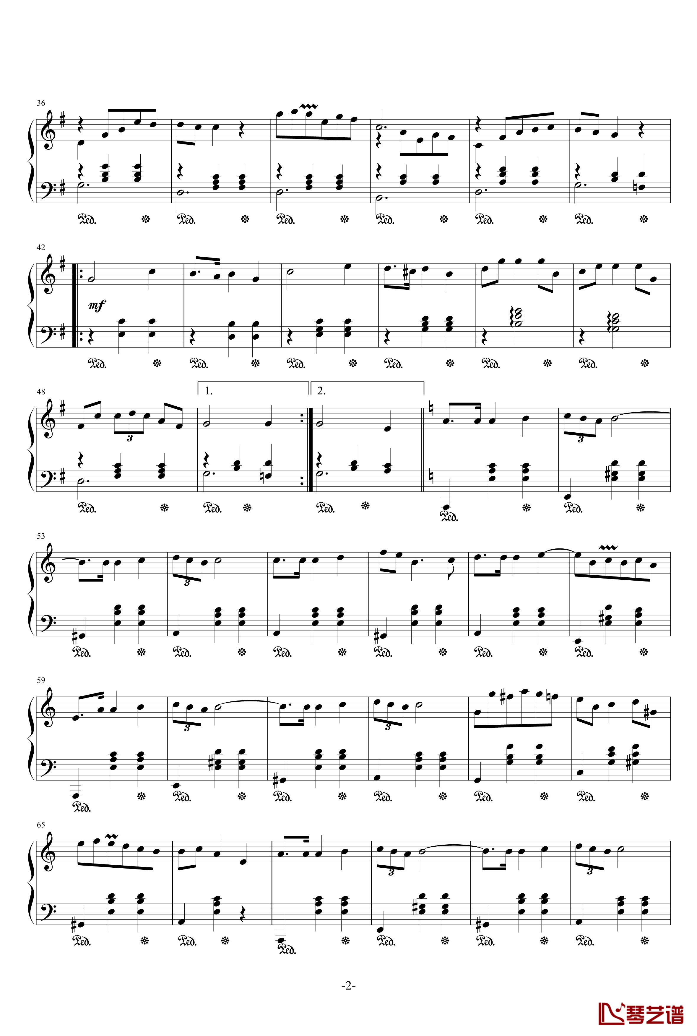玛祖卡舞曲钢琴谱-乐之琴2