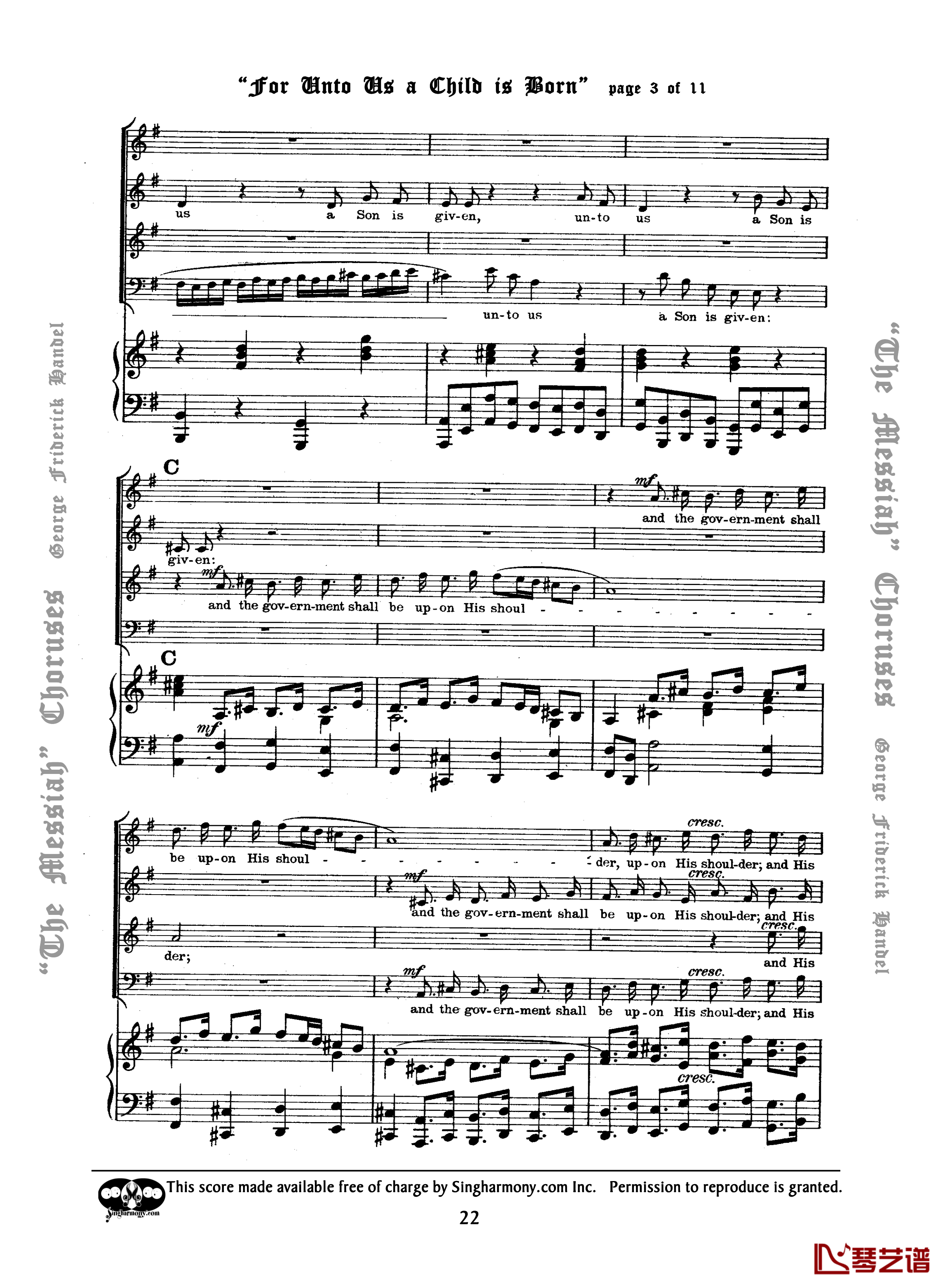 For unto us a Child is born钢琴谱-Handel3