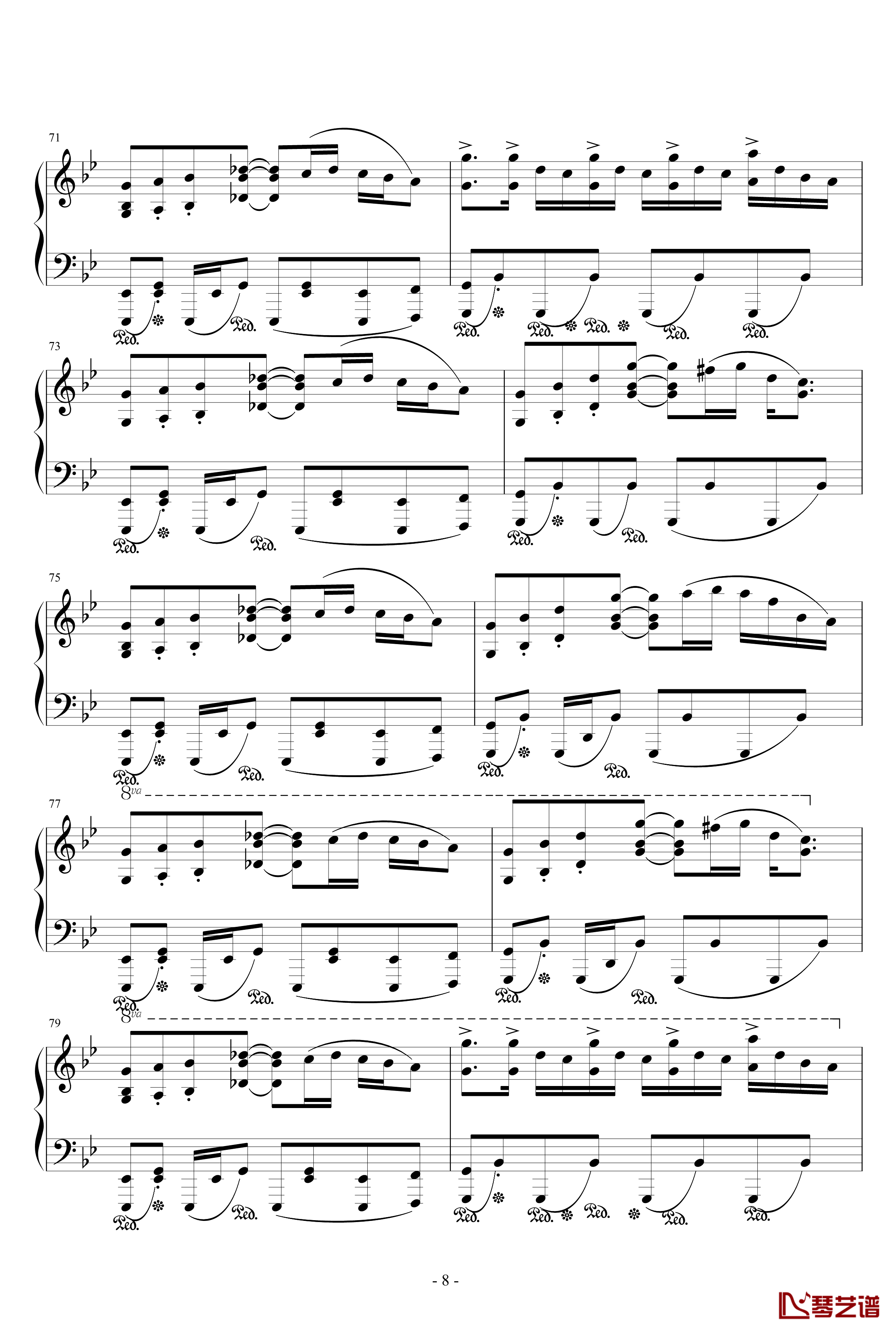 幻想游戏 雅钢琴谱-天空的格林尼治-触手猴8