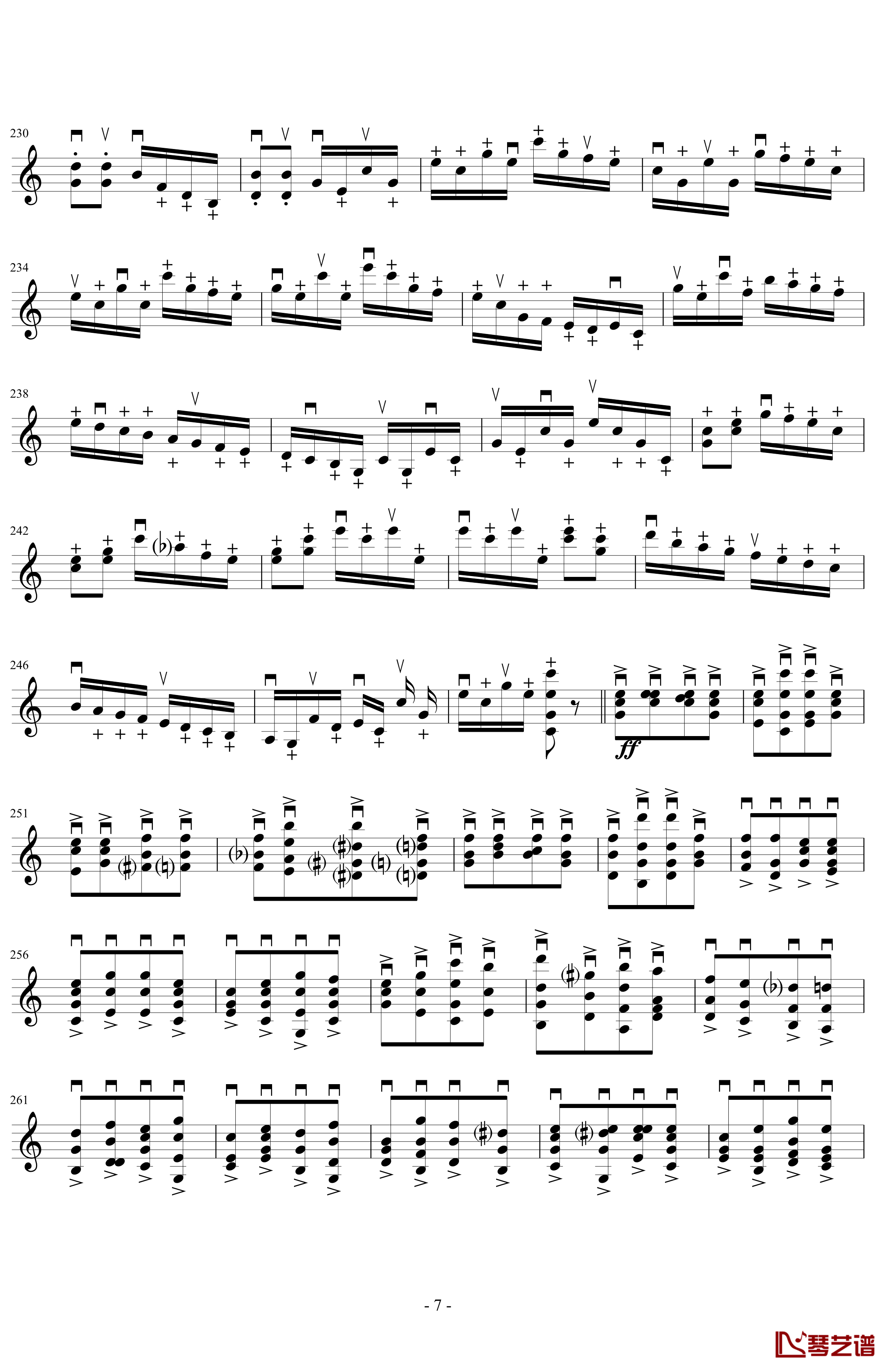 莫扎特主题炫技变奏曲钢琴谱-小提琴版-莫扎特7