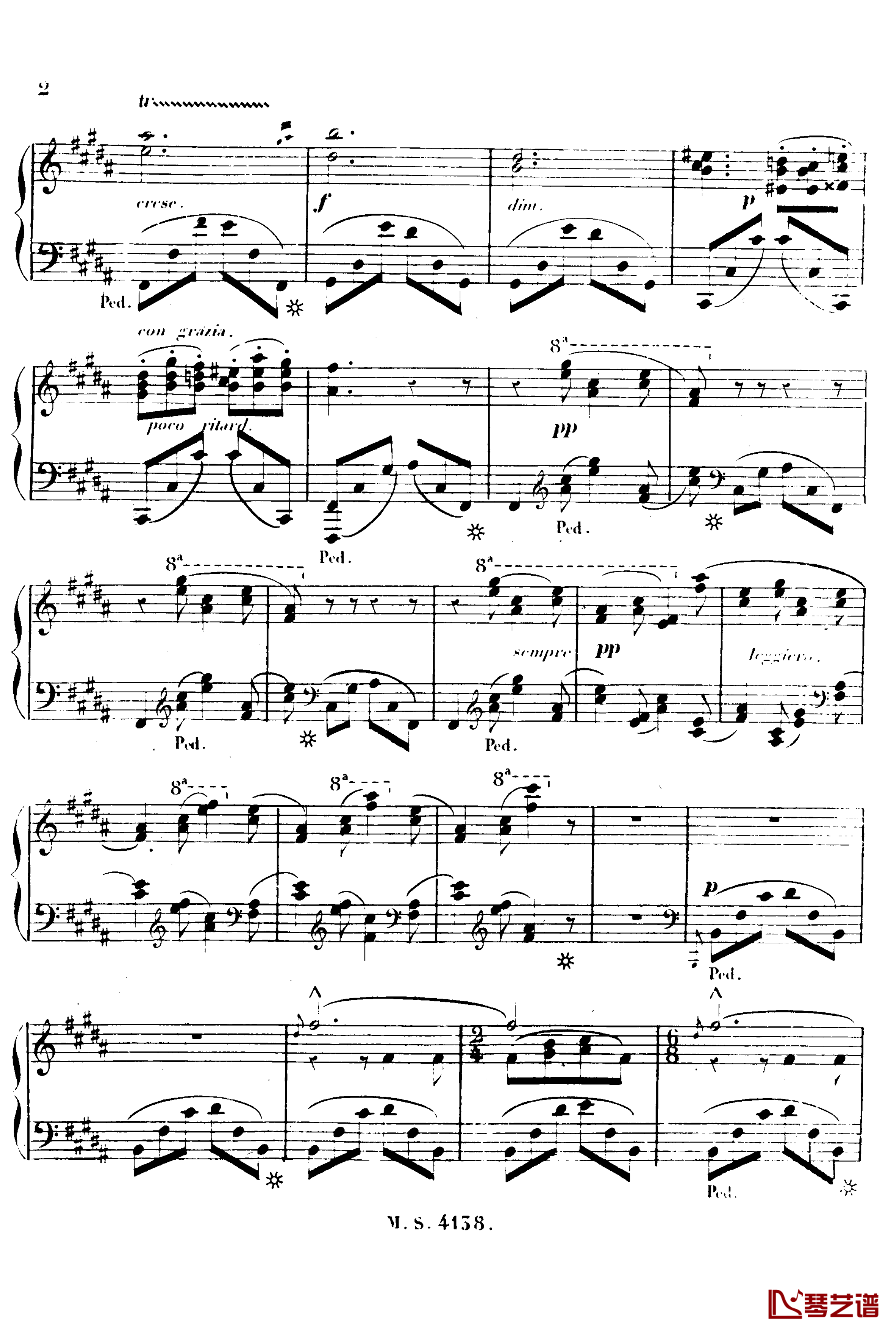 B大调夜曲 Op.51b钢琴谱-塔尔贝格3