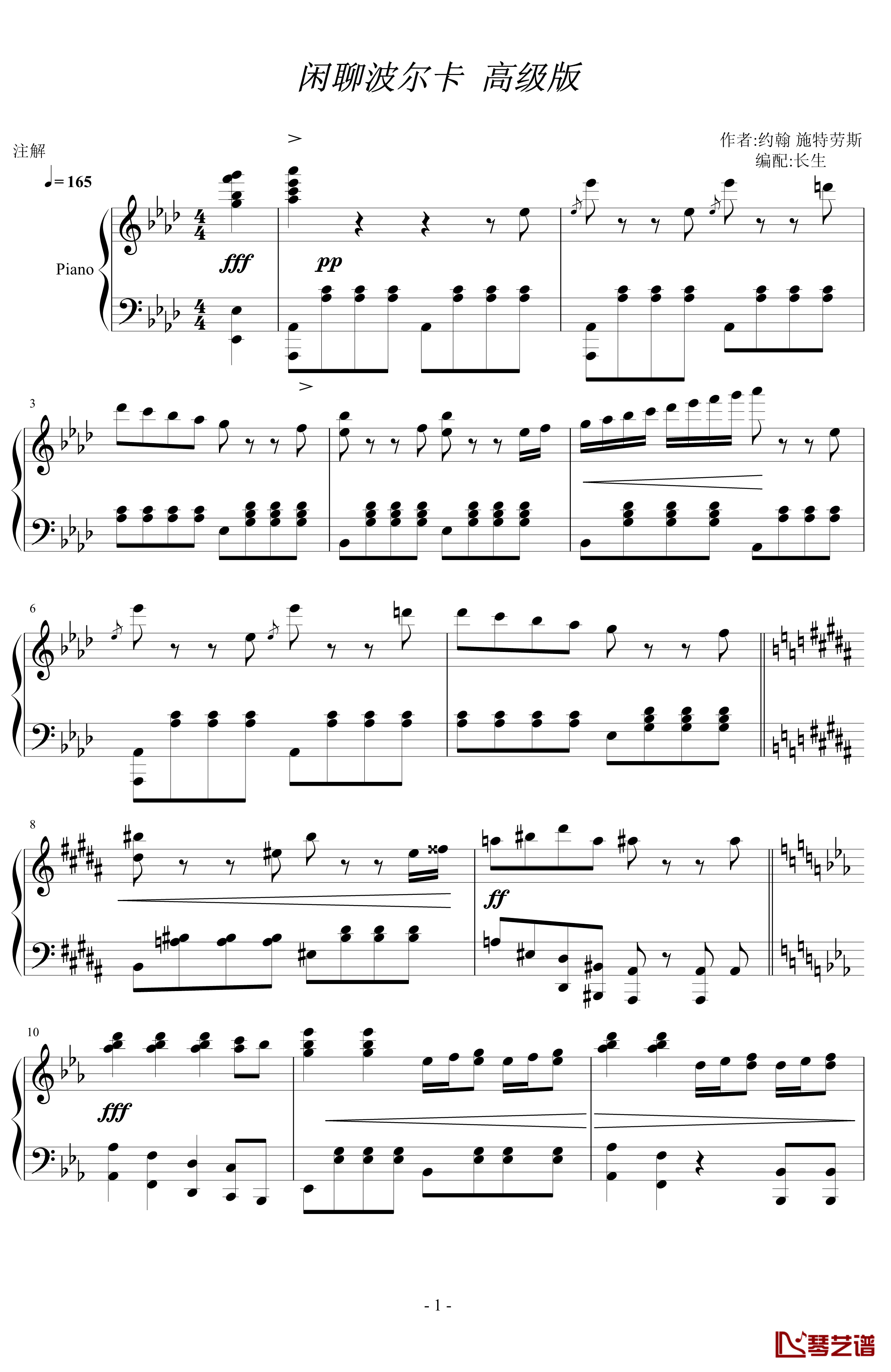 闲聊波尔卡钢琴谱-约翰·施特劳斯1