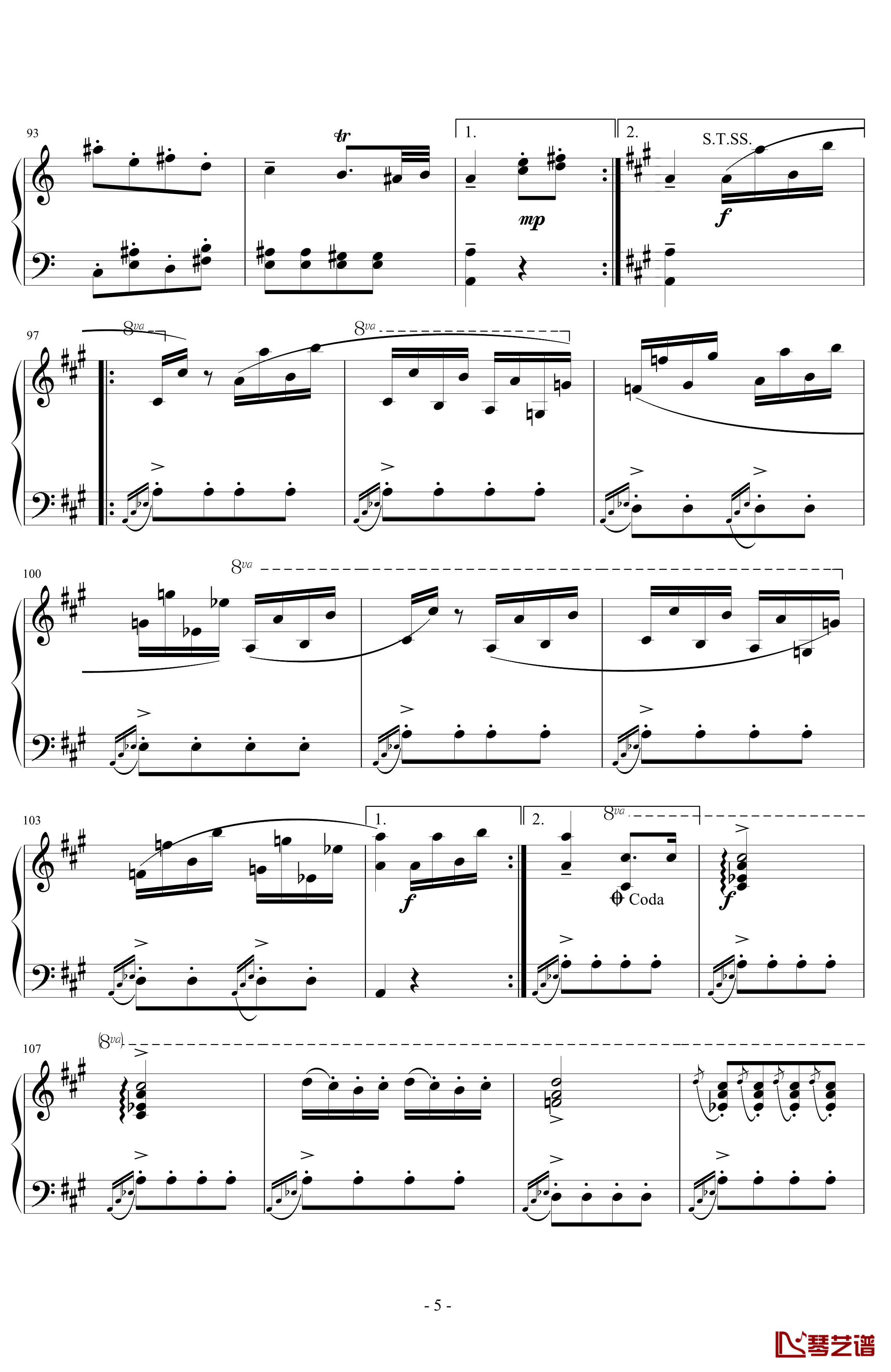 土耳其进行曲阿拉伯音阶版钢琴谱-莫扎特5