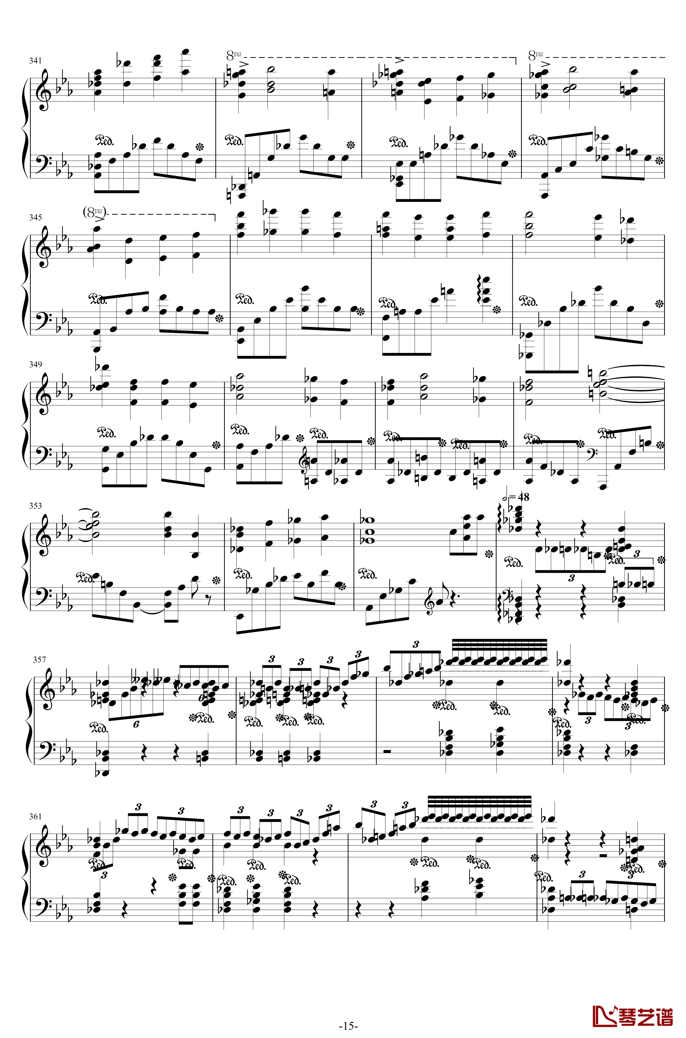 第二钢琴协奏曲钢琴谱--第三乐章独奏版-拉赫马尼若夫-c小调15