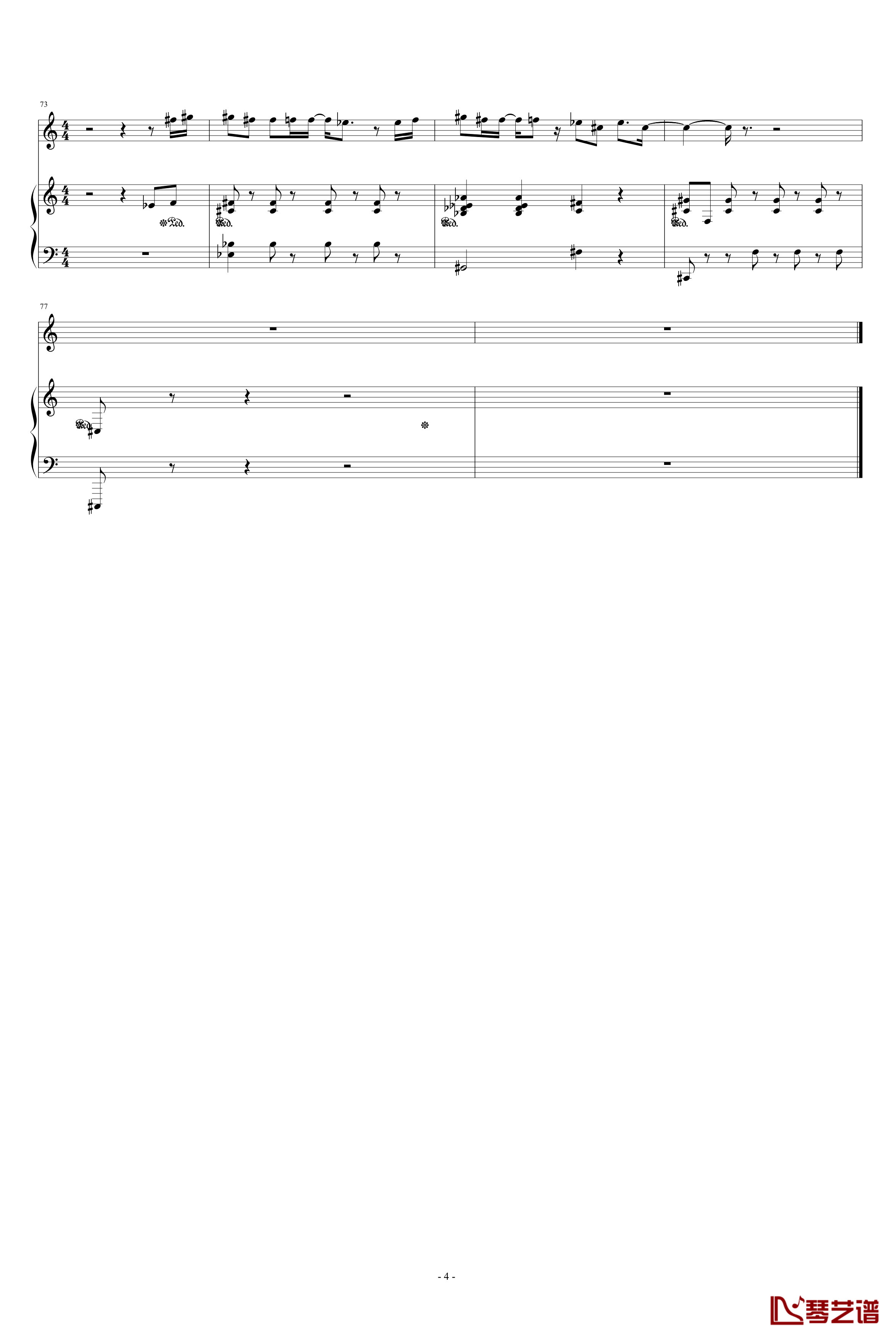 枫钢琴谱-原版和声版-周杰伦4