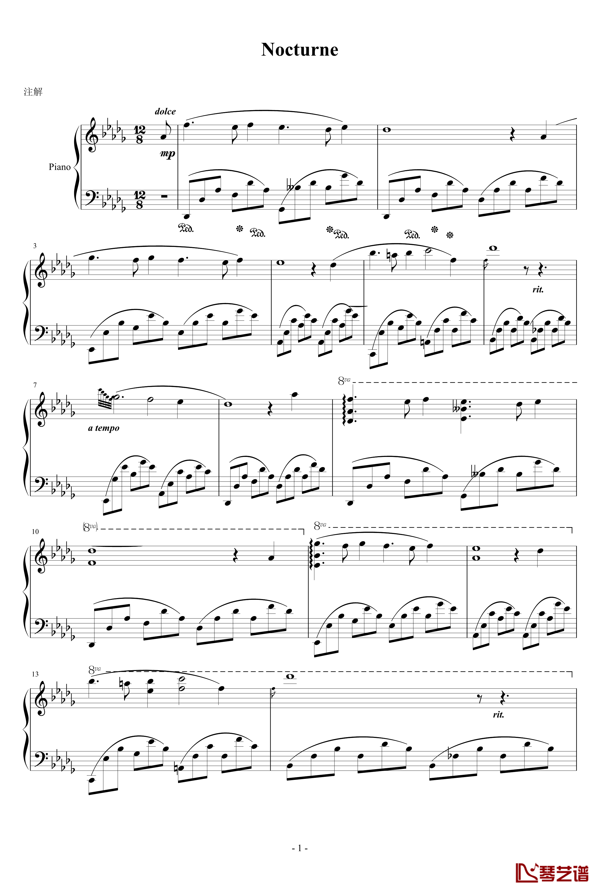 夜曲钢琴谱-Maple1
