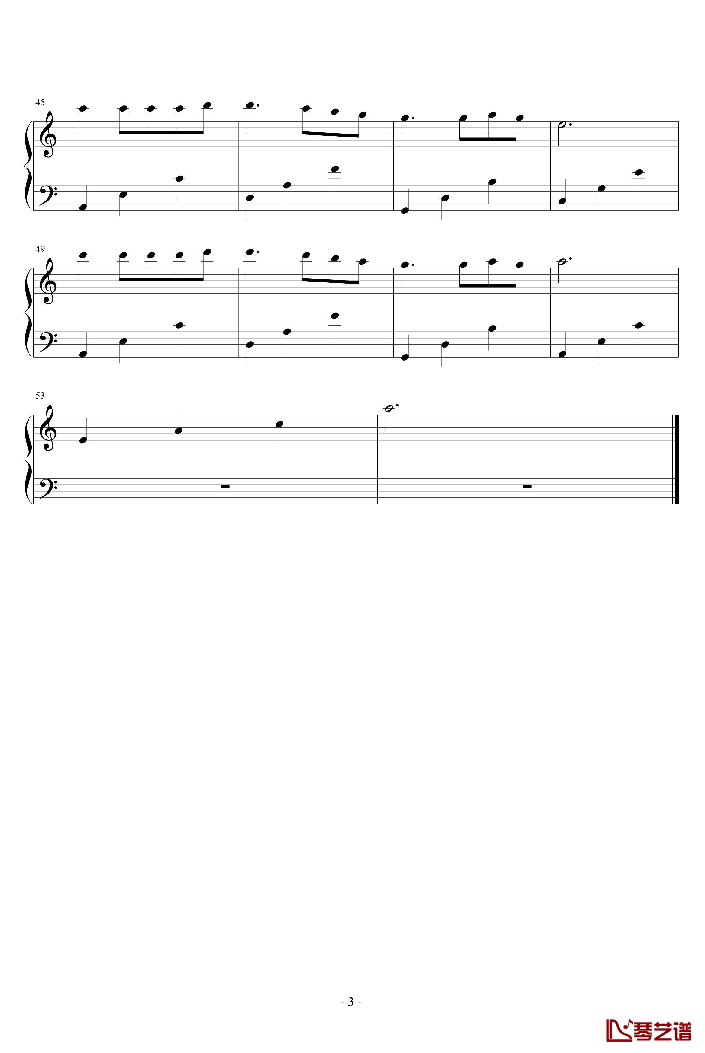 梦中的婚礼钢琴谱-a小调简化版-克莱德曼3
