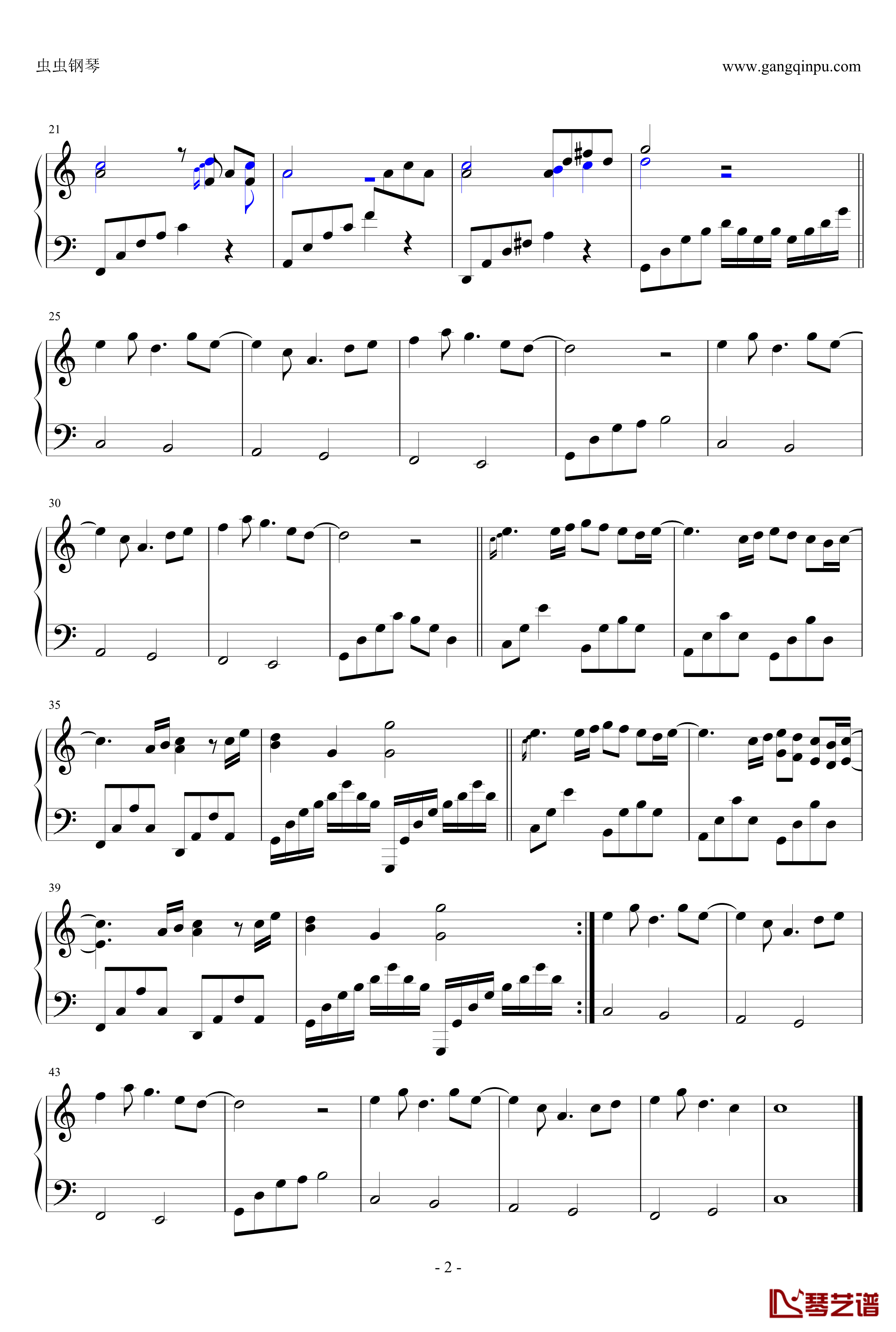春野钢琴谱-动漫2