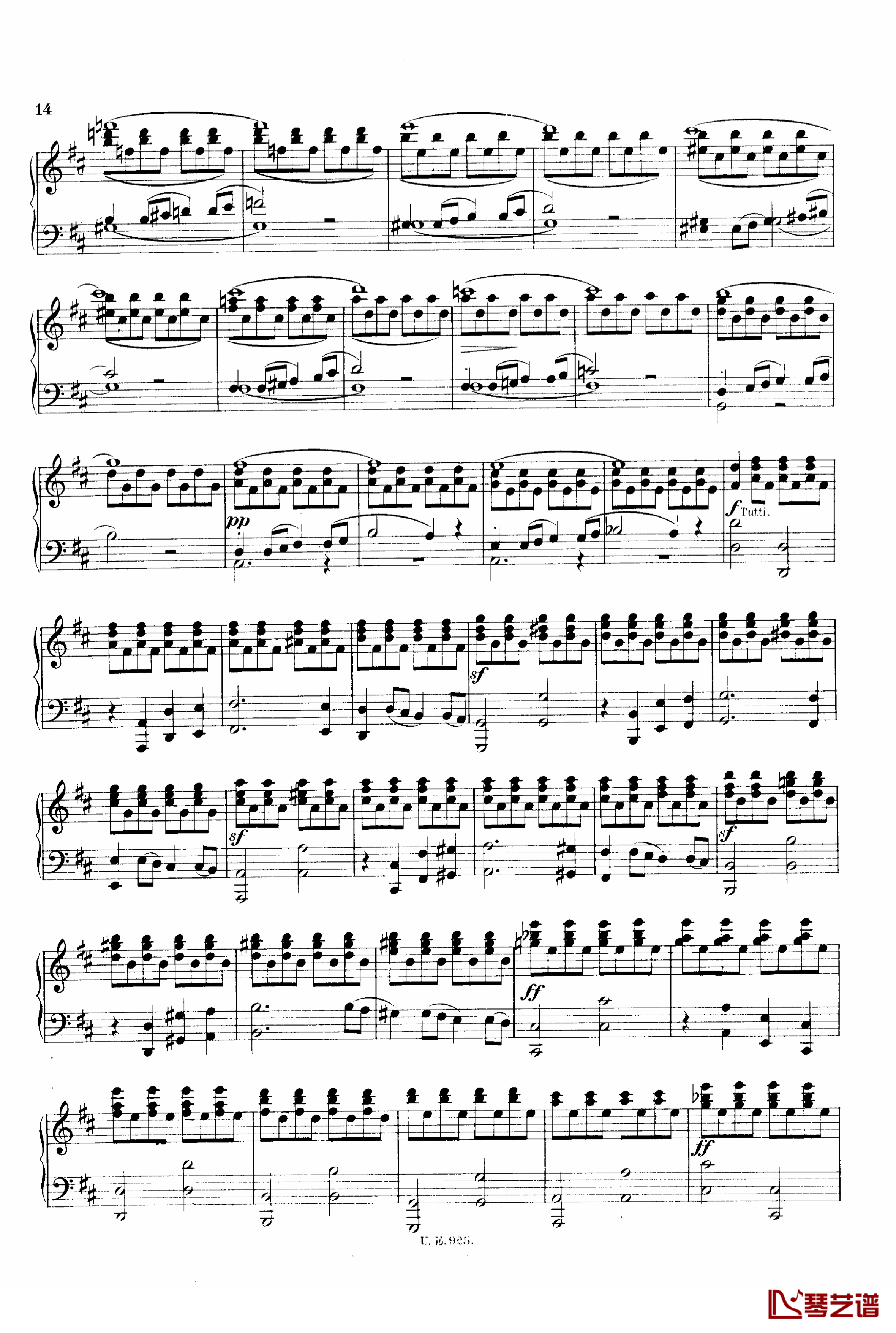 D大调第一交响曲 D.82钢琴谱-舒伯特14