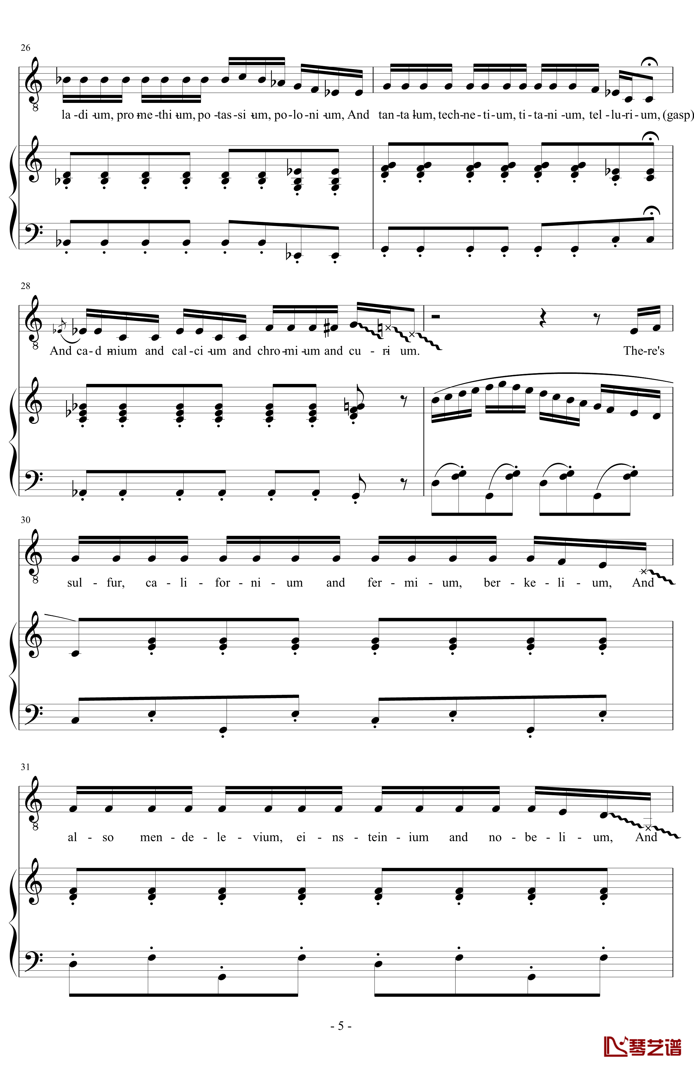 The Element Song 钢琴谱-元素周期表之歌-Sheldon5