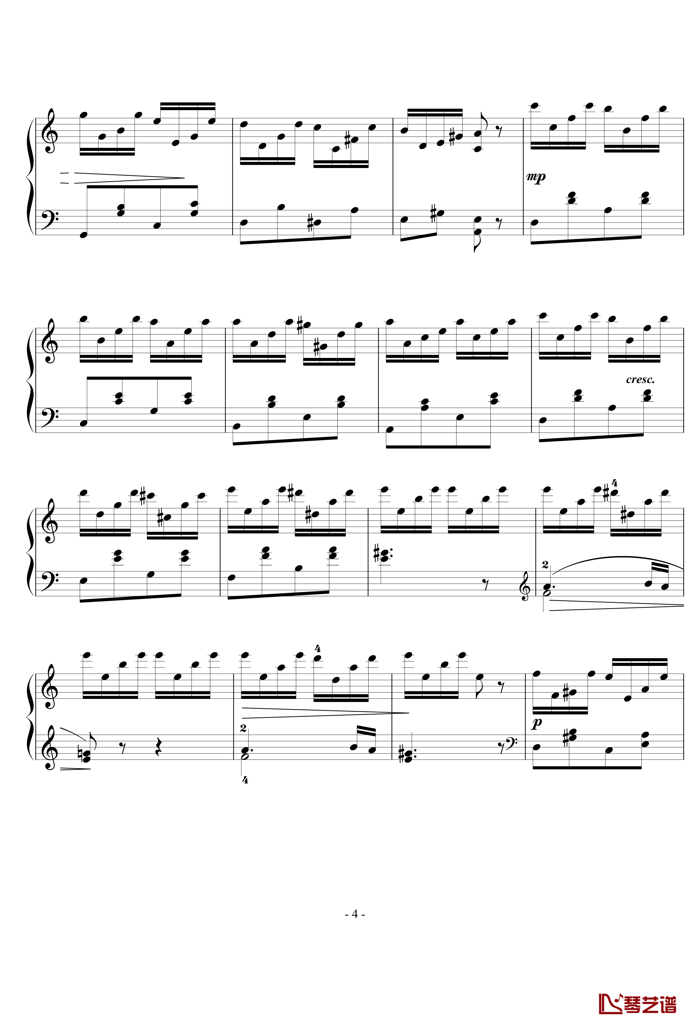 练习曲钢琴谱-西贝柳斯4