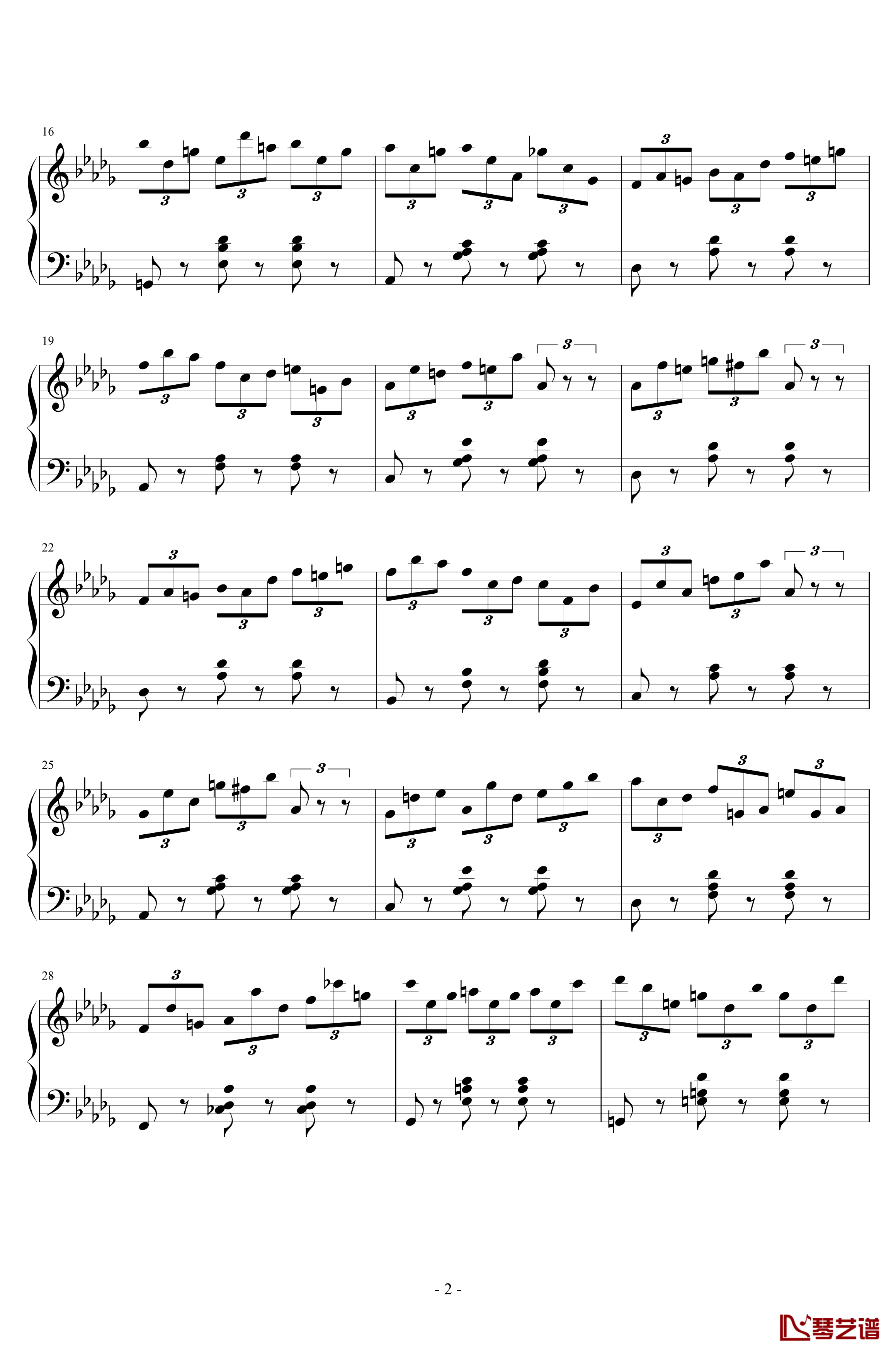 练习曲No.1 Op.6 降D大调练习曲钢琴谱-江畔新绿2