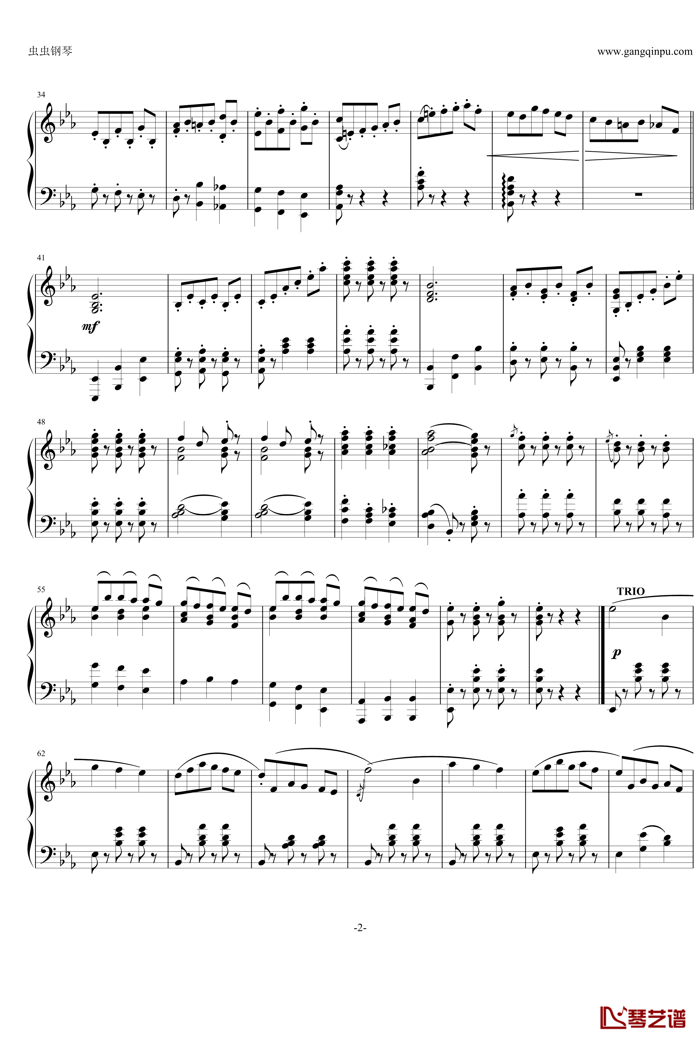 小步舞曲钢琴谱-莫扎特-降E大调交响曲2