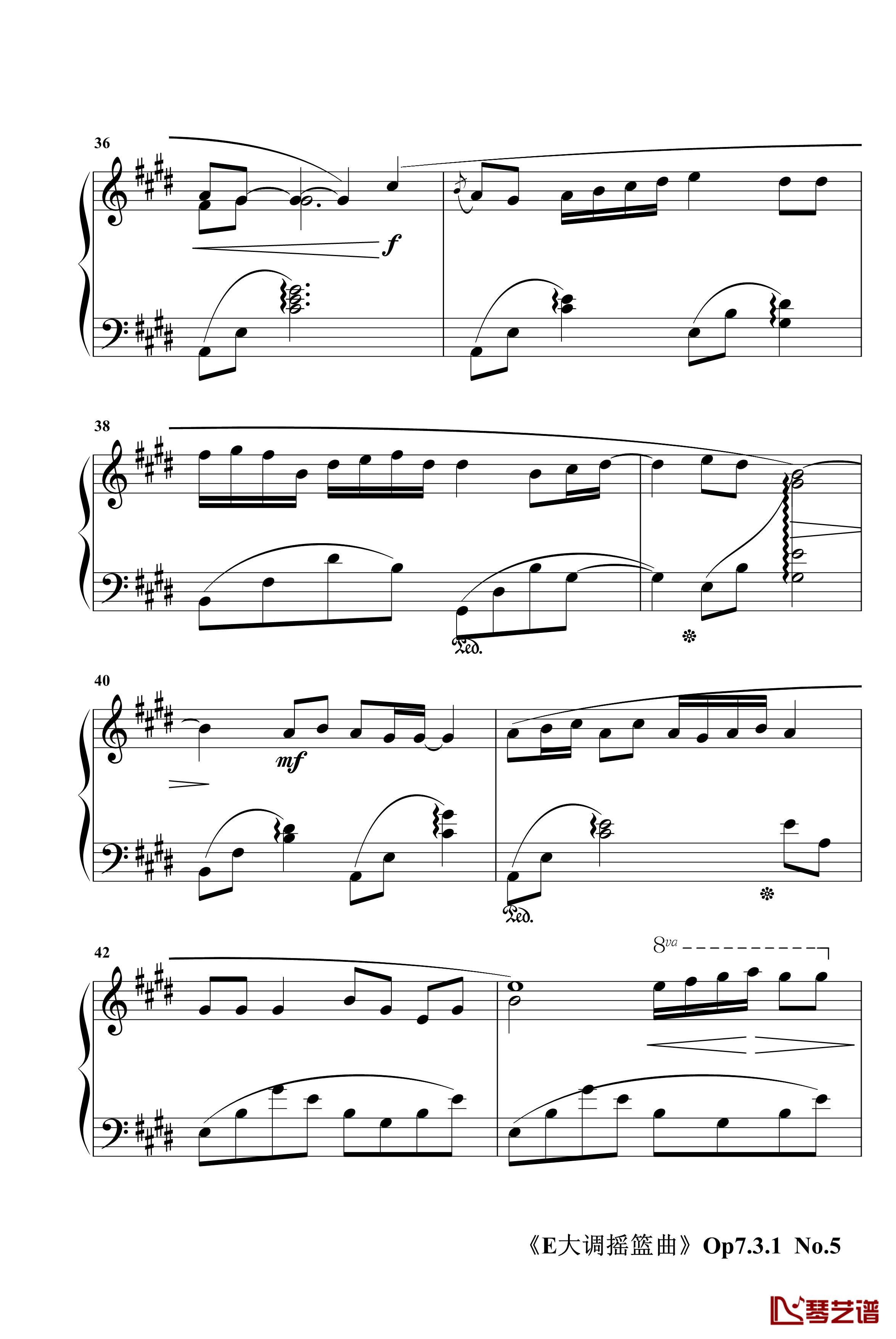 E大调摇篮曲Op7.3.1钢琴谱-jerry57435