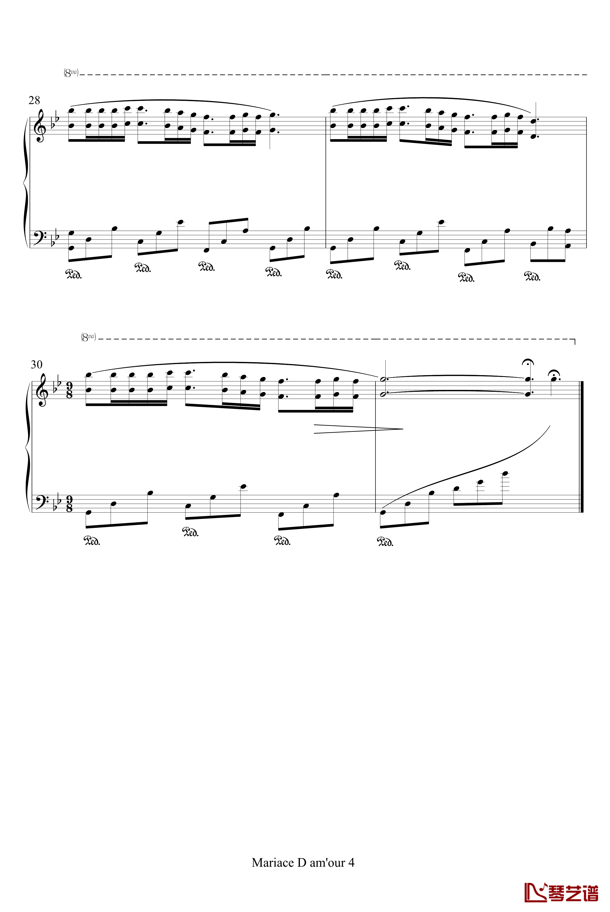 梦中的婚礼钢琴谱-带指法-塞内维尔4