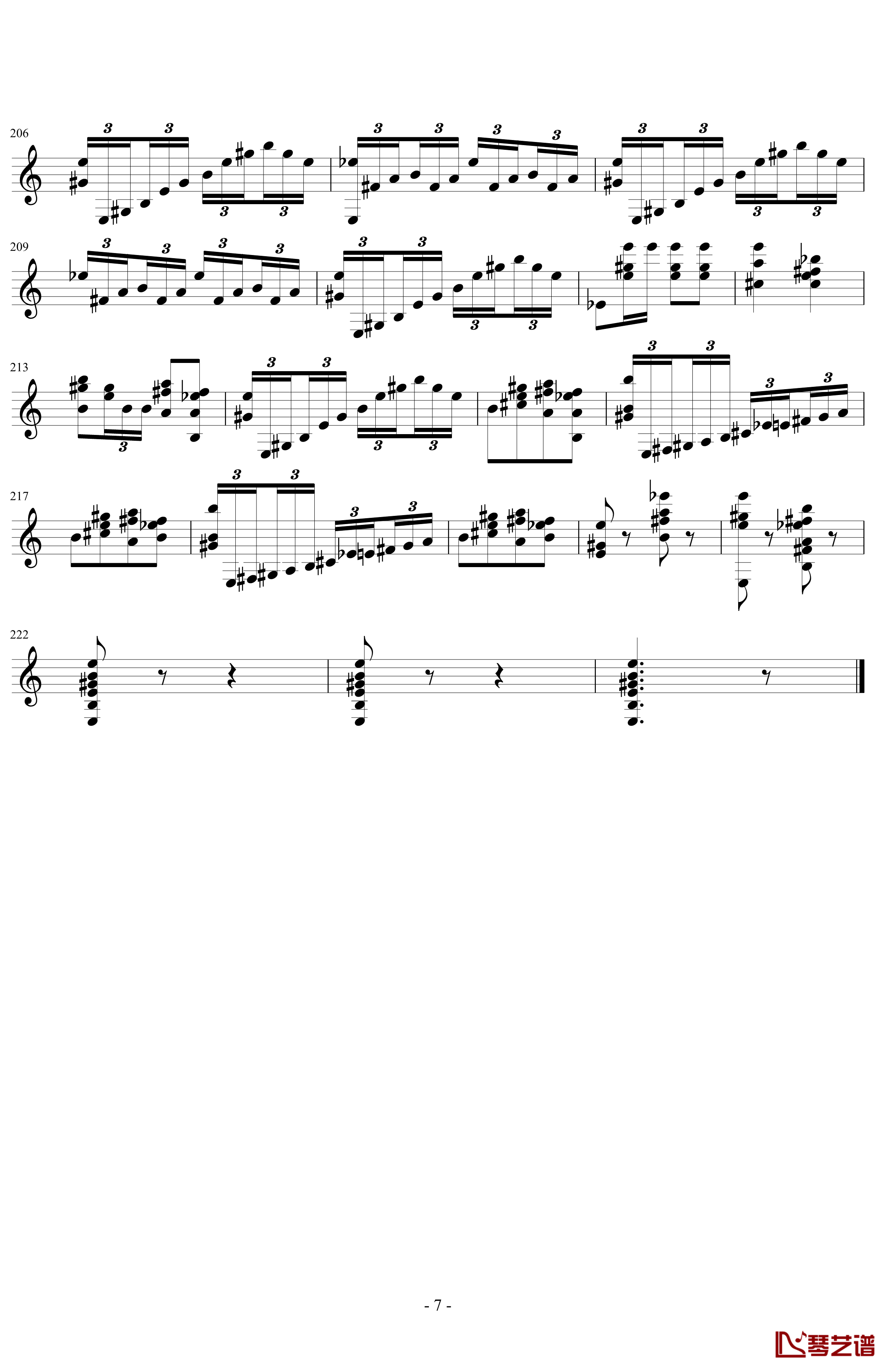 魔笛主题变奏曲钢琴谱-单手-索尔7