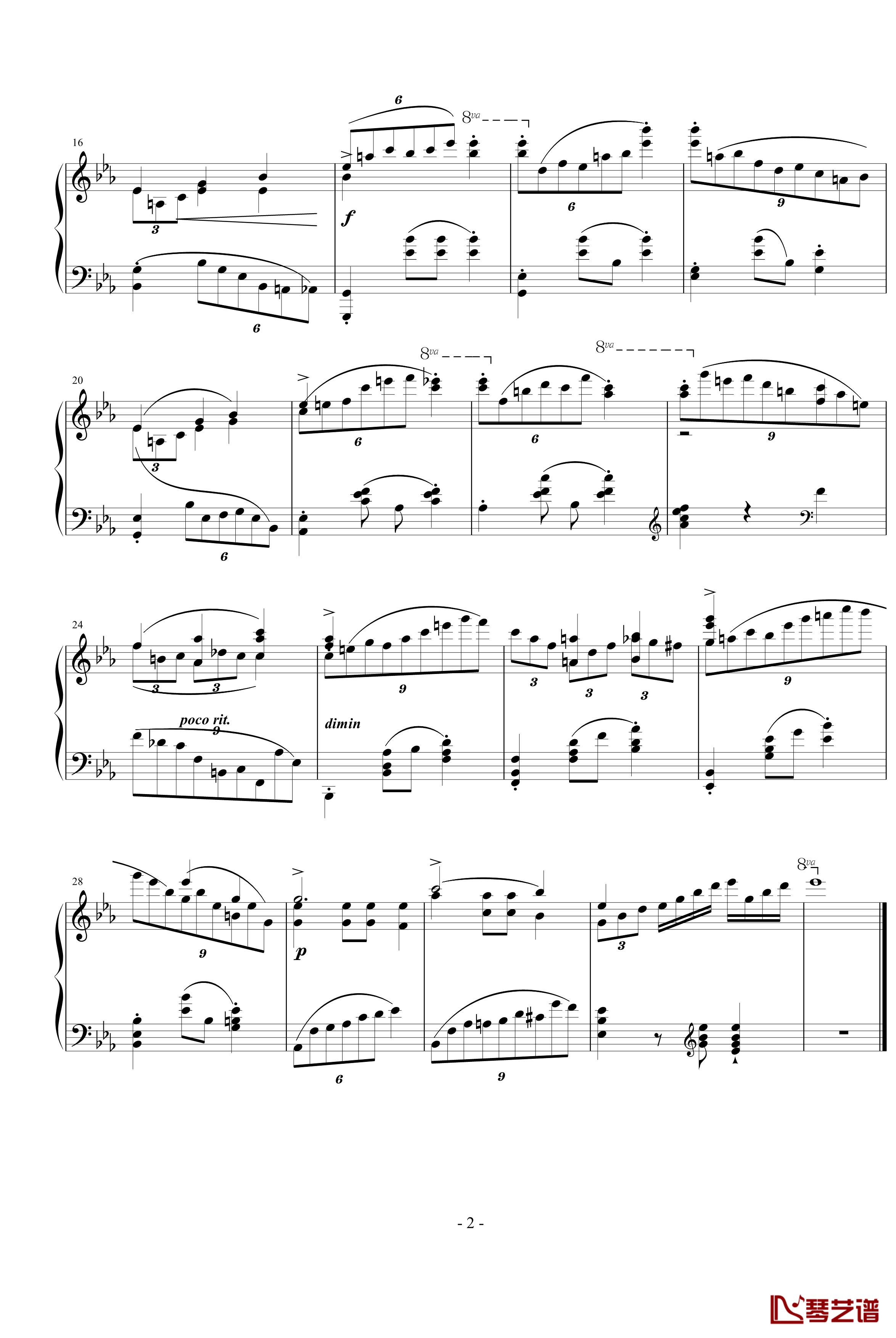 蓝色多瑙河钢琴谱-精彩片段-约翰·施特劳斯2