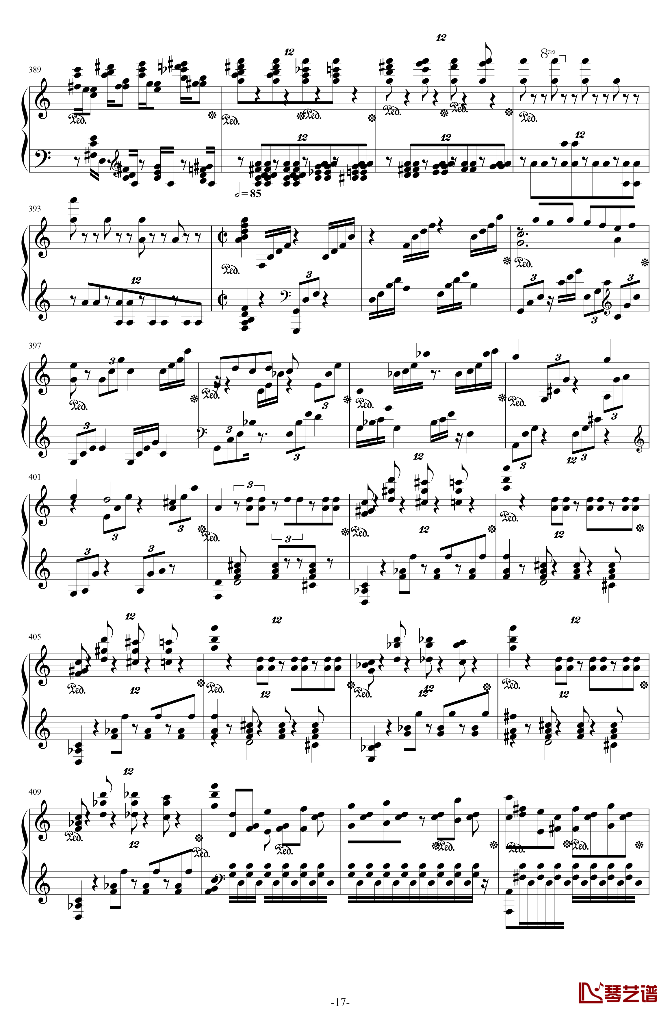 第二钢琴协奏曲钢琴谱--第三乐章独奏版-拉赫马尼若夫-c小调17
