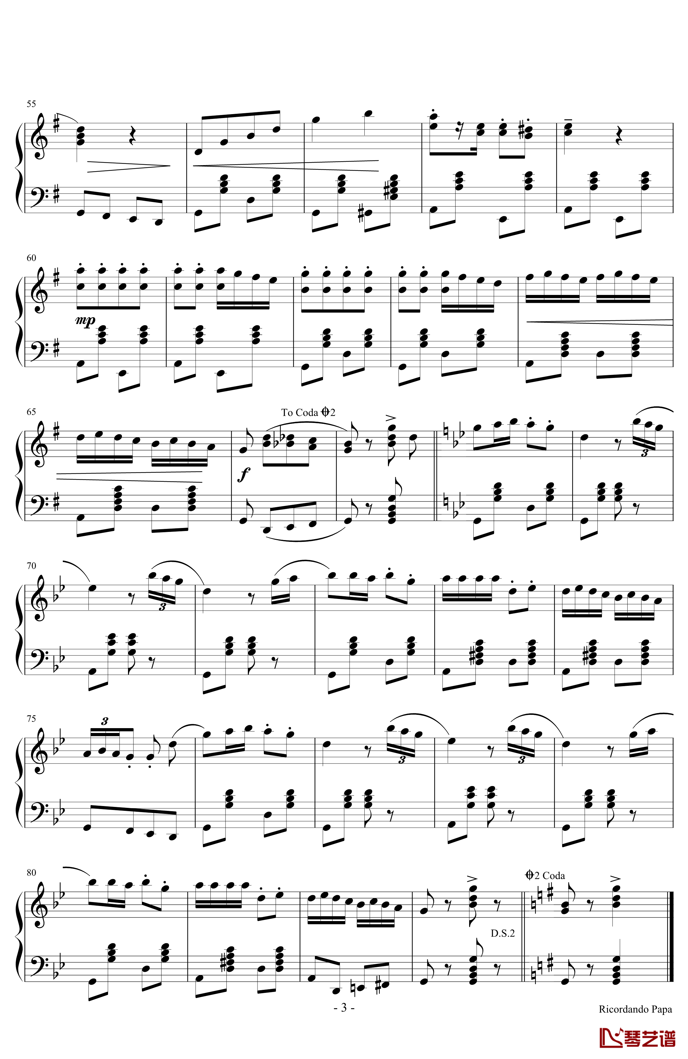 怀念爸爸波尔卡钢琴谱-Carlo Venturi3